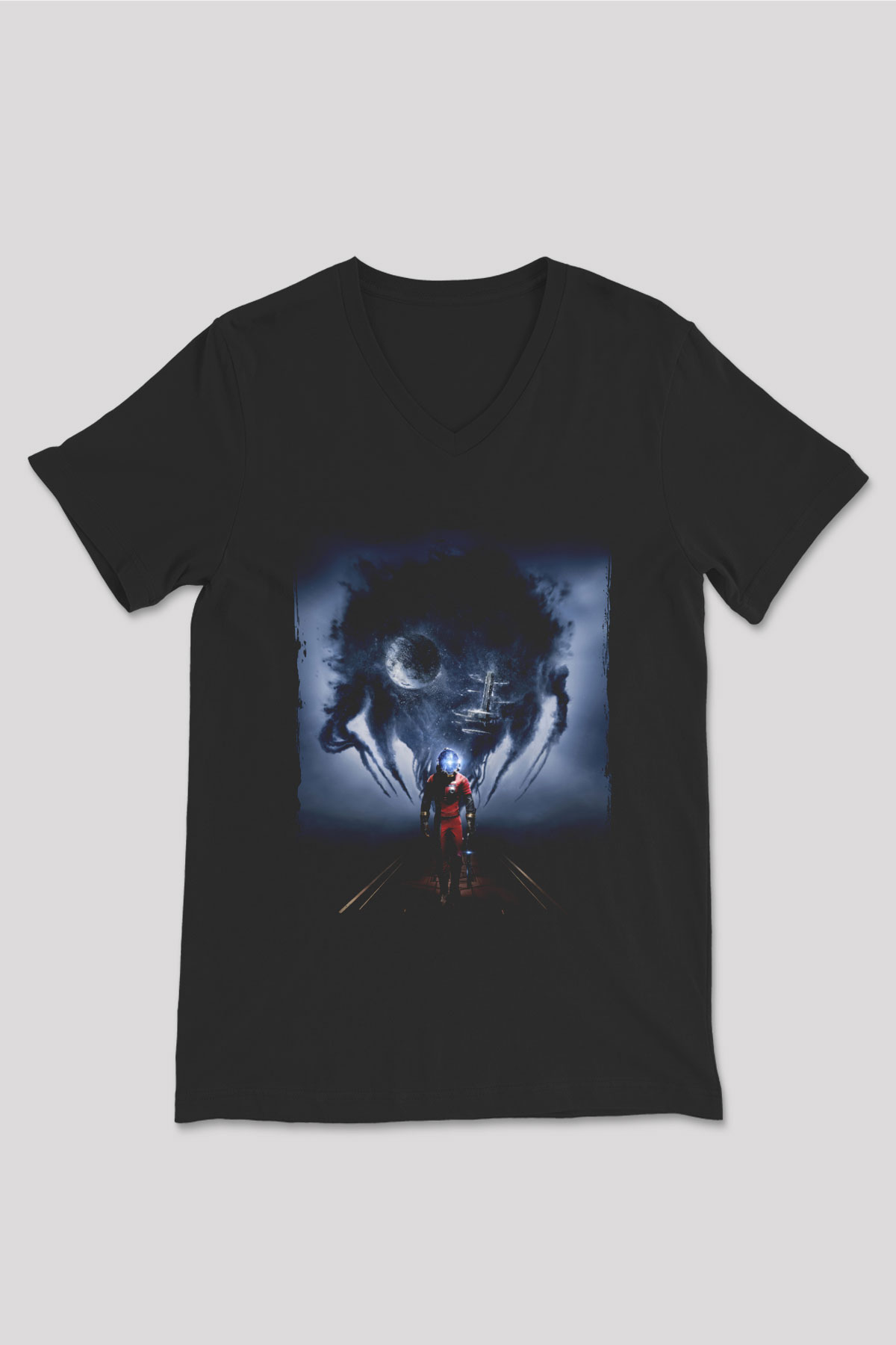 Prey Siyah Unisex V Yaka Tişört