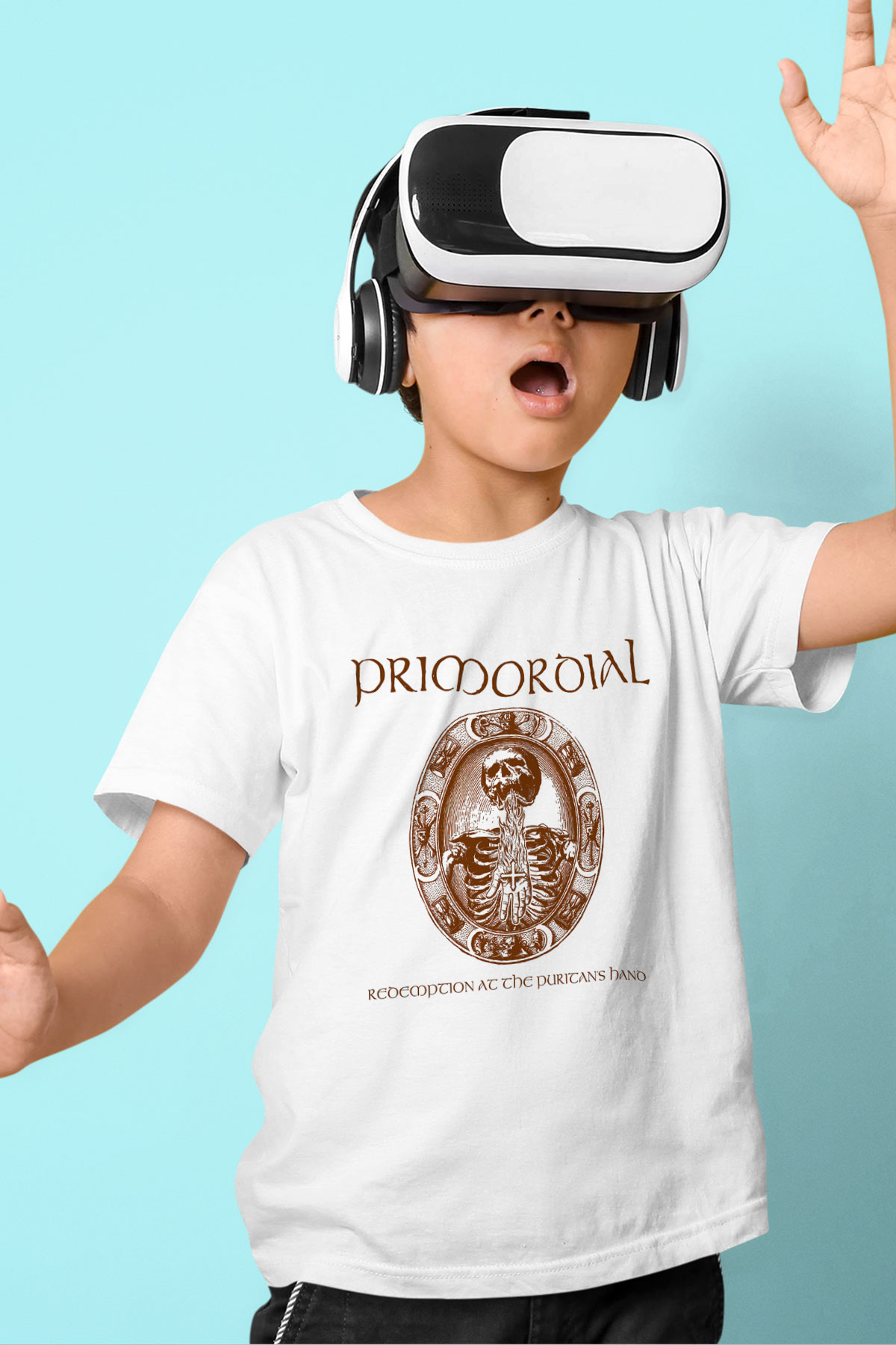 Primordial Baskılı Beyaz Unisex Çocuk Tişört