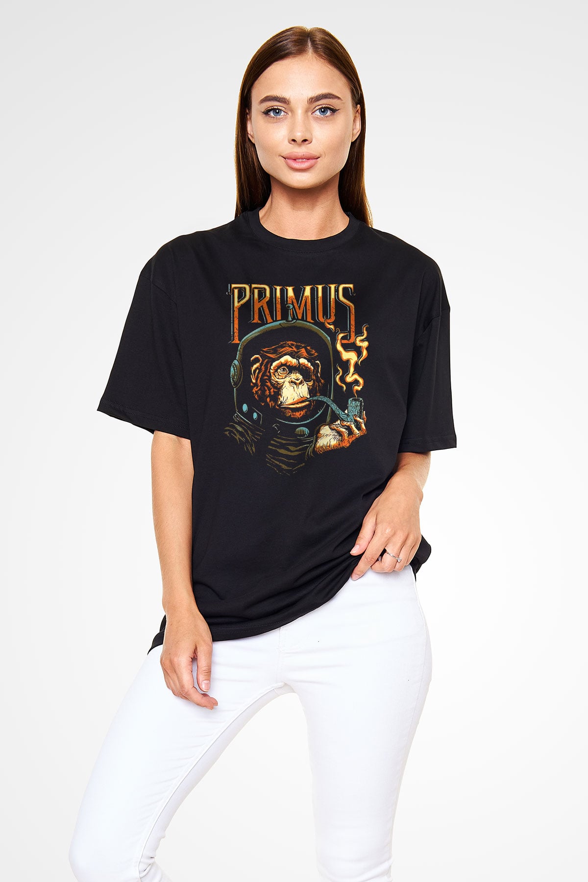 Primus Siyah Unisex Oversize Tişört T-Shirt