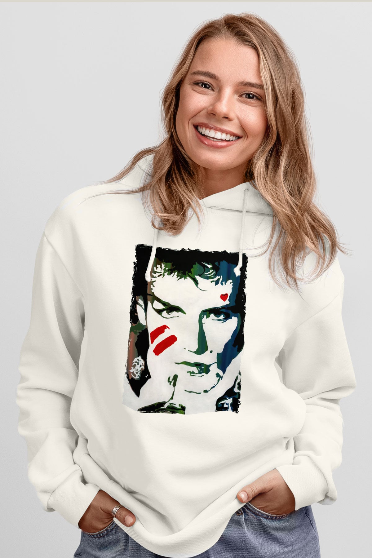 Prince Beyaz Unisex Kapüşonlu Sweatshirt