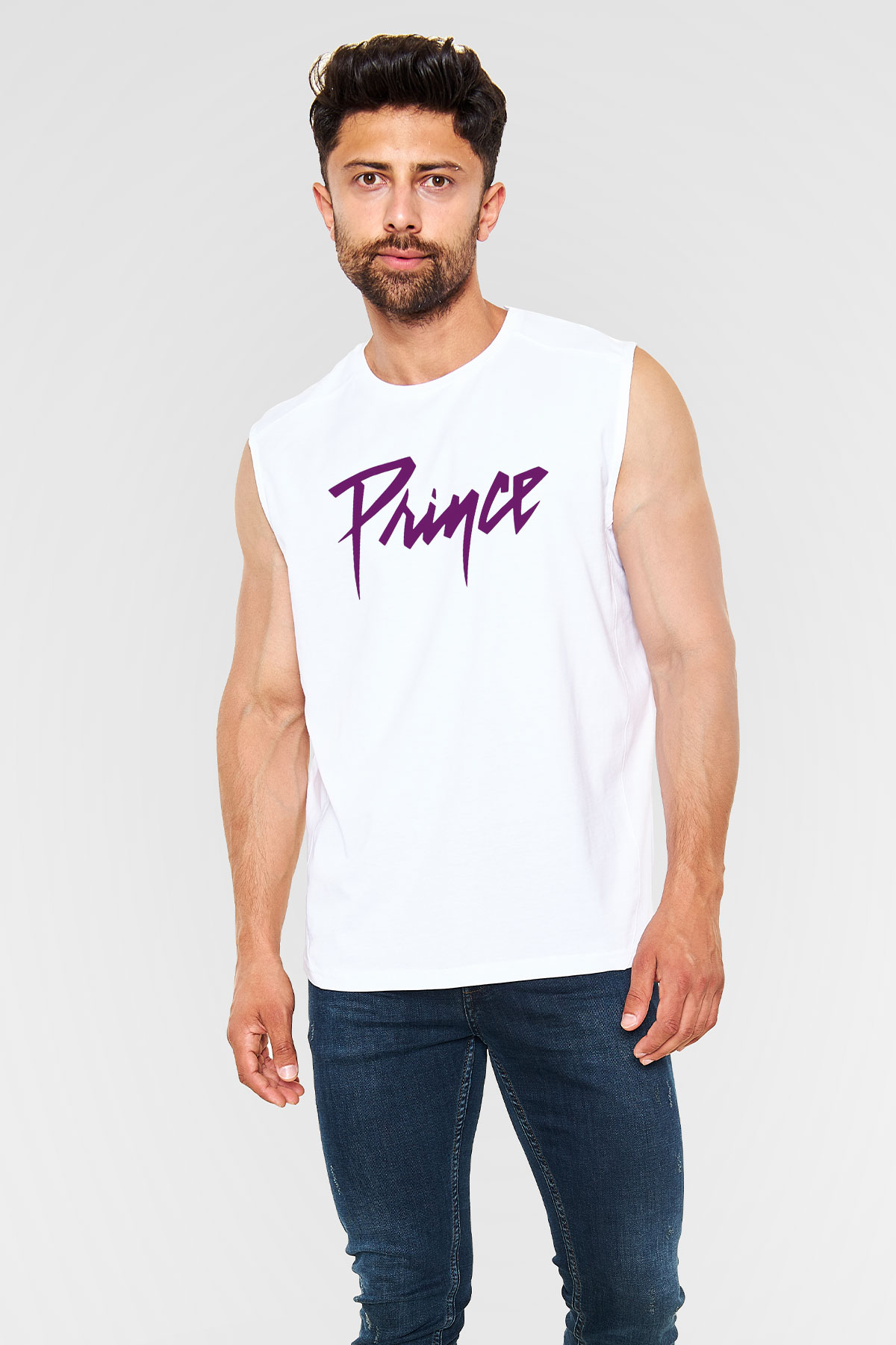 Prince Beyaz Unisex Kolsuz Tişört