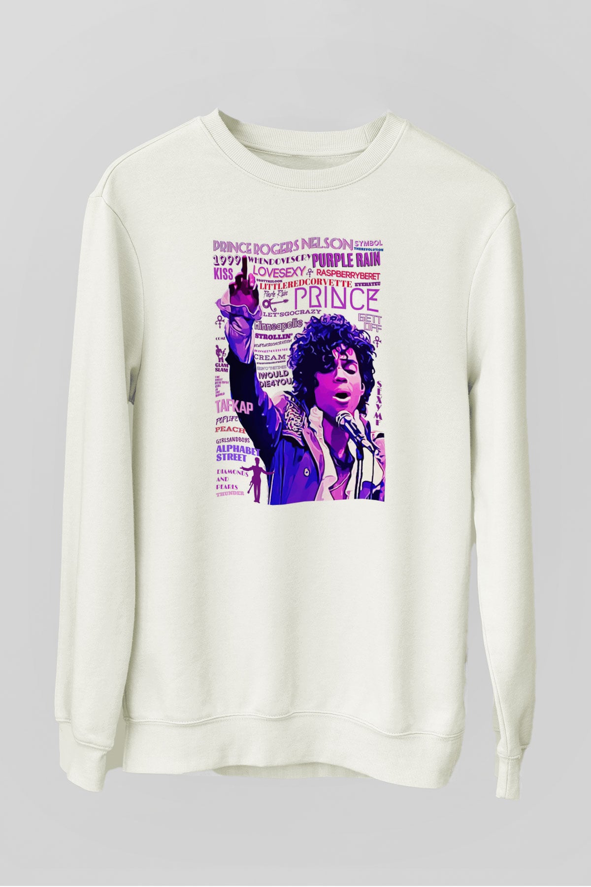 Prince Beyaz Unisex Sweatshirt