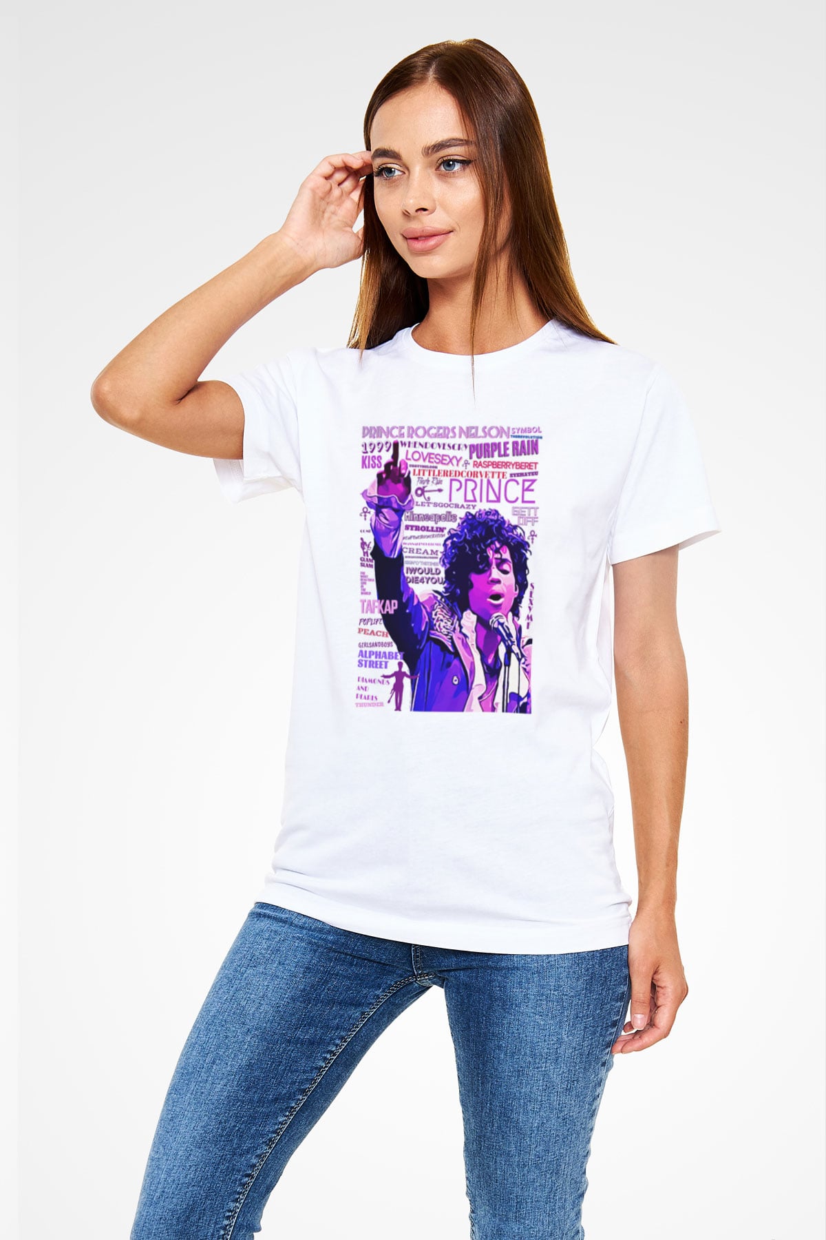 Prince Beyaz Unisex Tişört T-Shirt - TişörtFabrikası