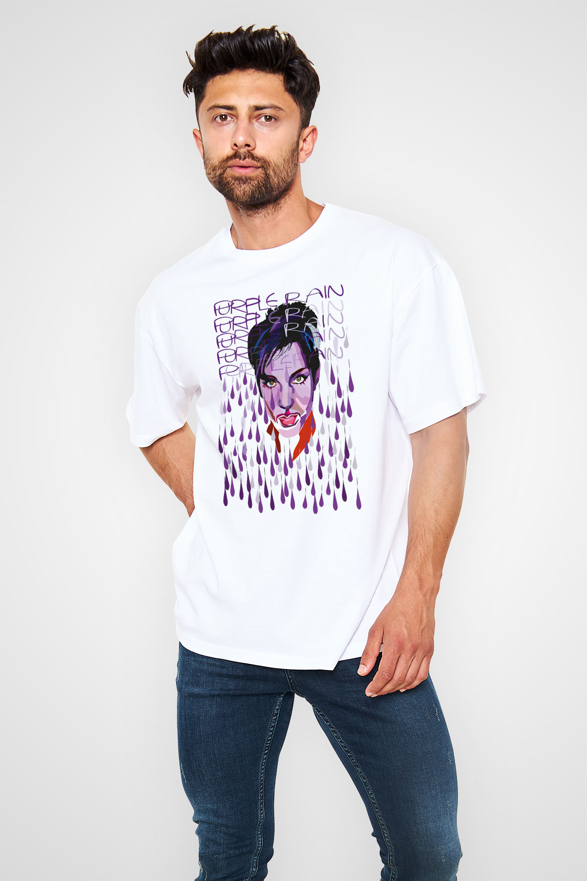 Prince Beyaz Oversize Tişört Oversize T-shirt - TişörtFabrikası