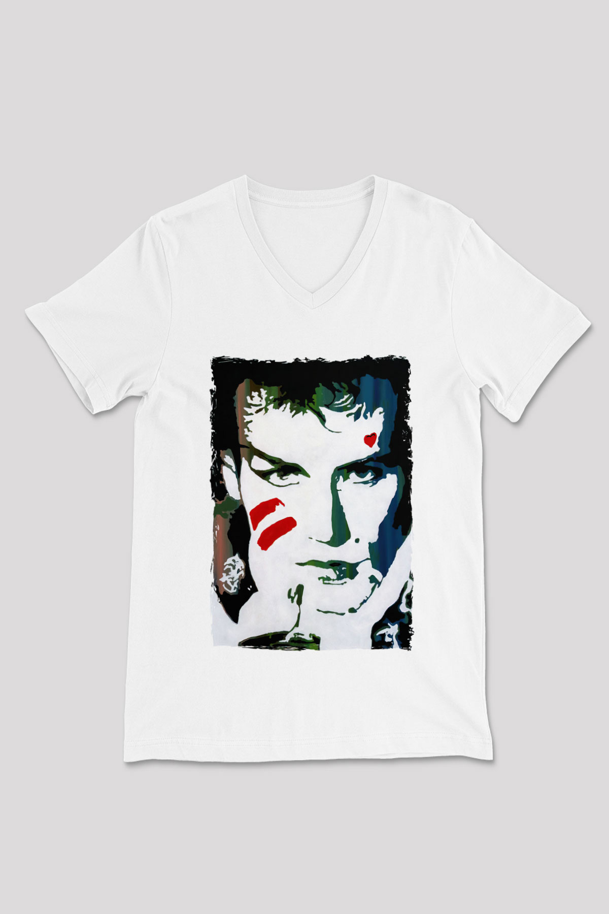 Prince Beyaz Unisex V Yaka Tişört
