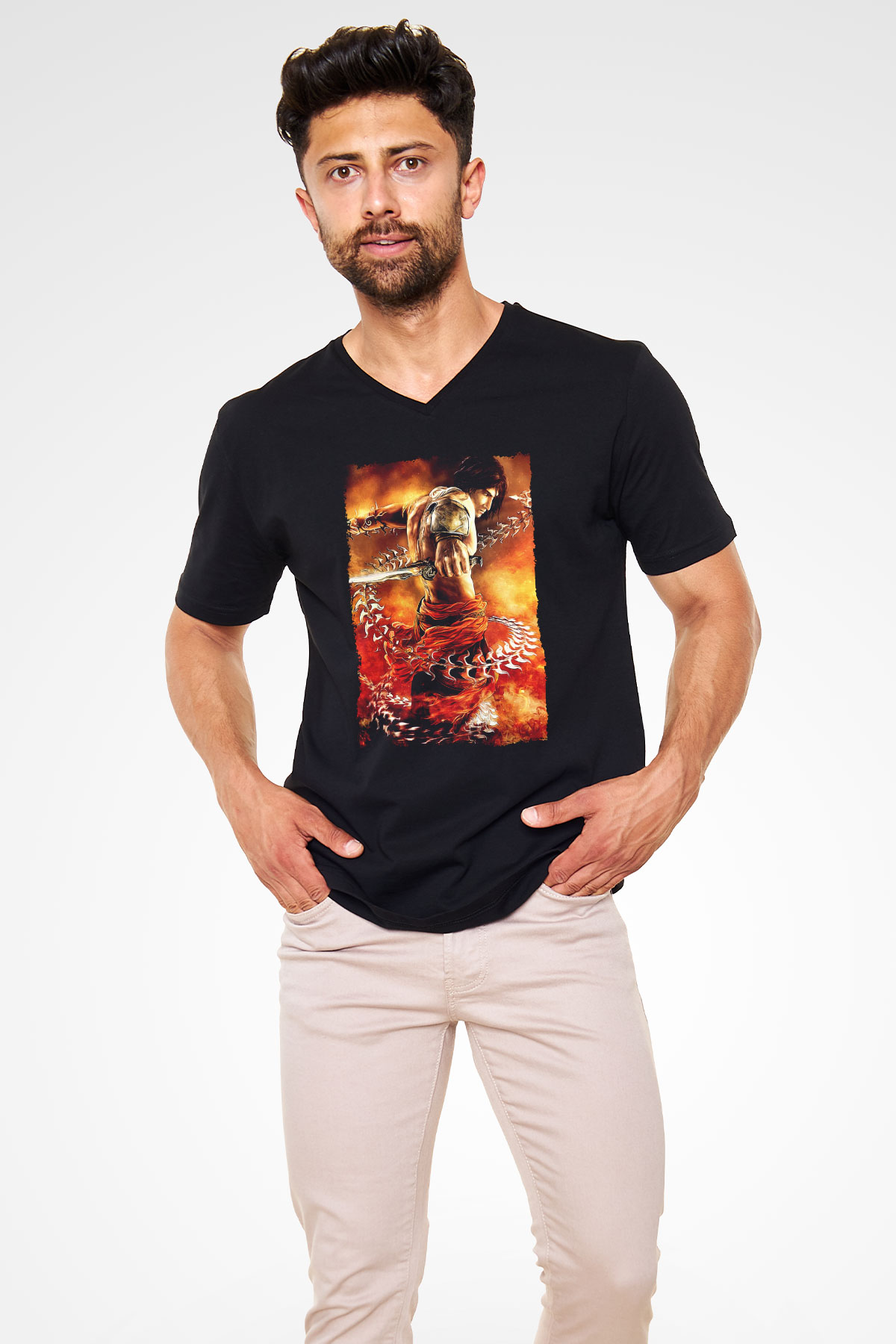Prince Of Persia Siyah Unisex V Yaka Tişört