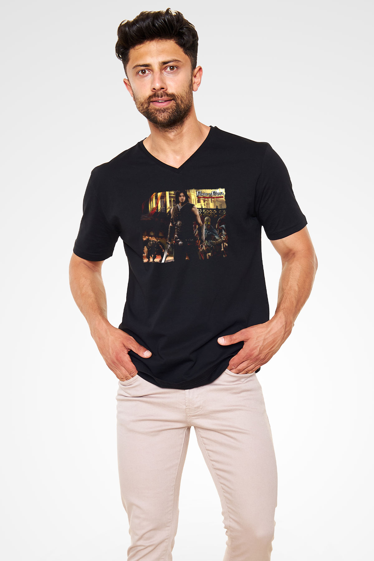 Prince Of Persia Siyah Unisex V Yaka Tişört
