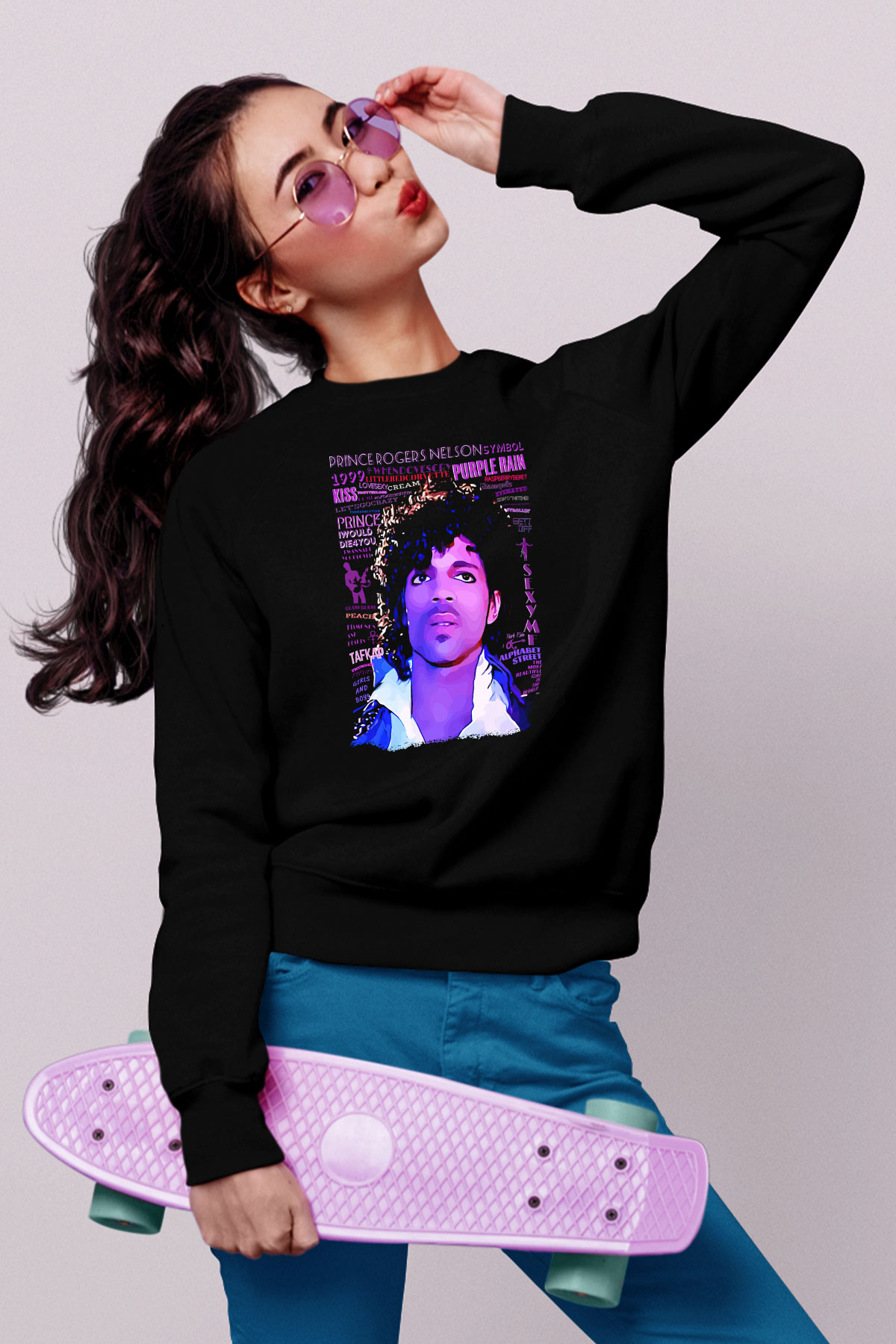 Prince Siyah Unisex Sweatshirt
