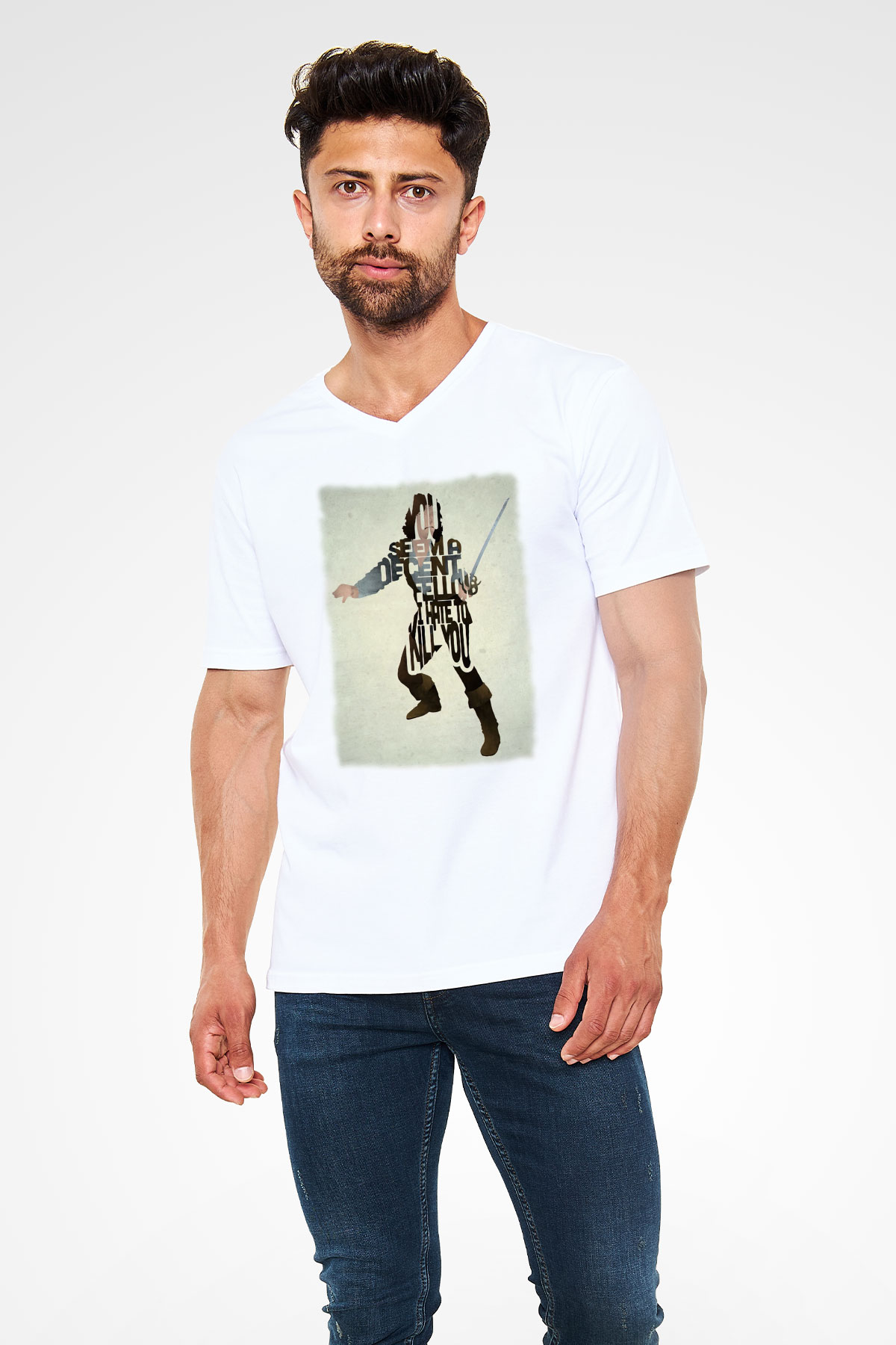 Princess Bride Beyaz Unisex  V Yaka Tişört
