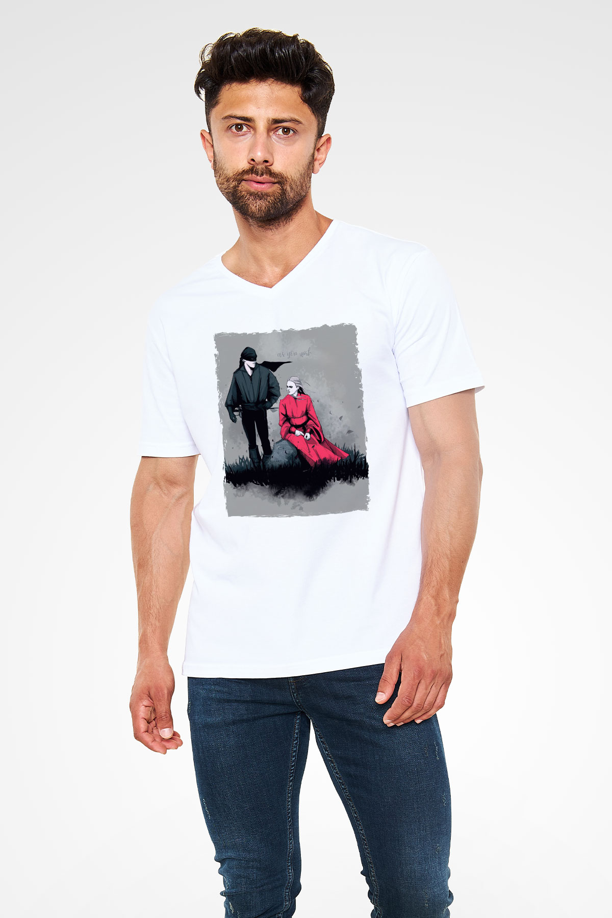 Princess Bride Beyaz Unisex  V Yaka Tişört