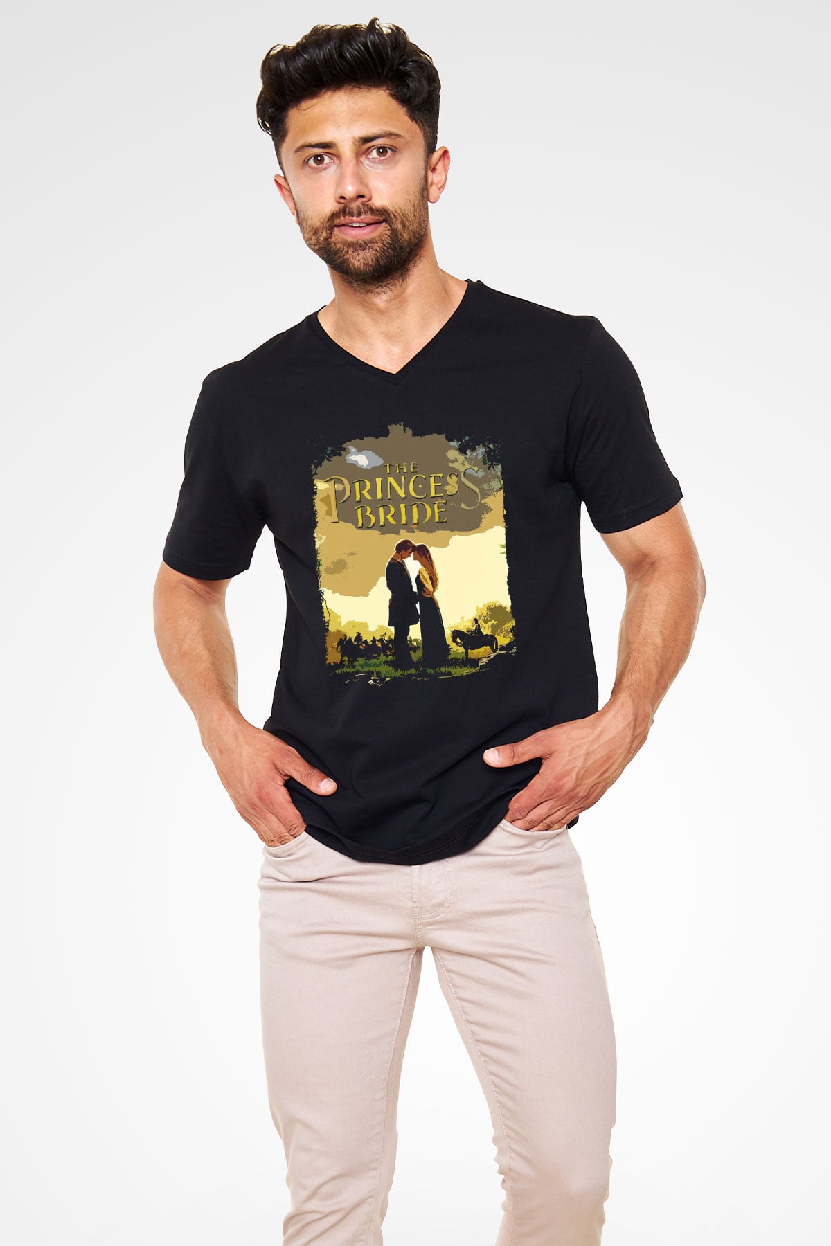 Princess Bride Siyah Unisex  V Yaka Tişört