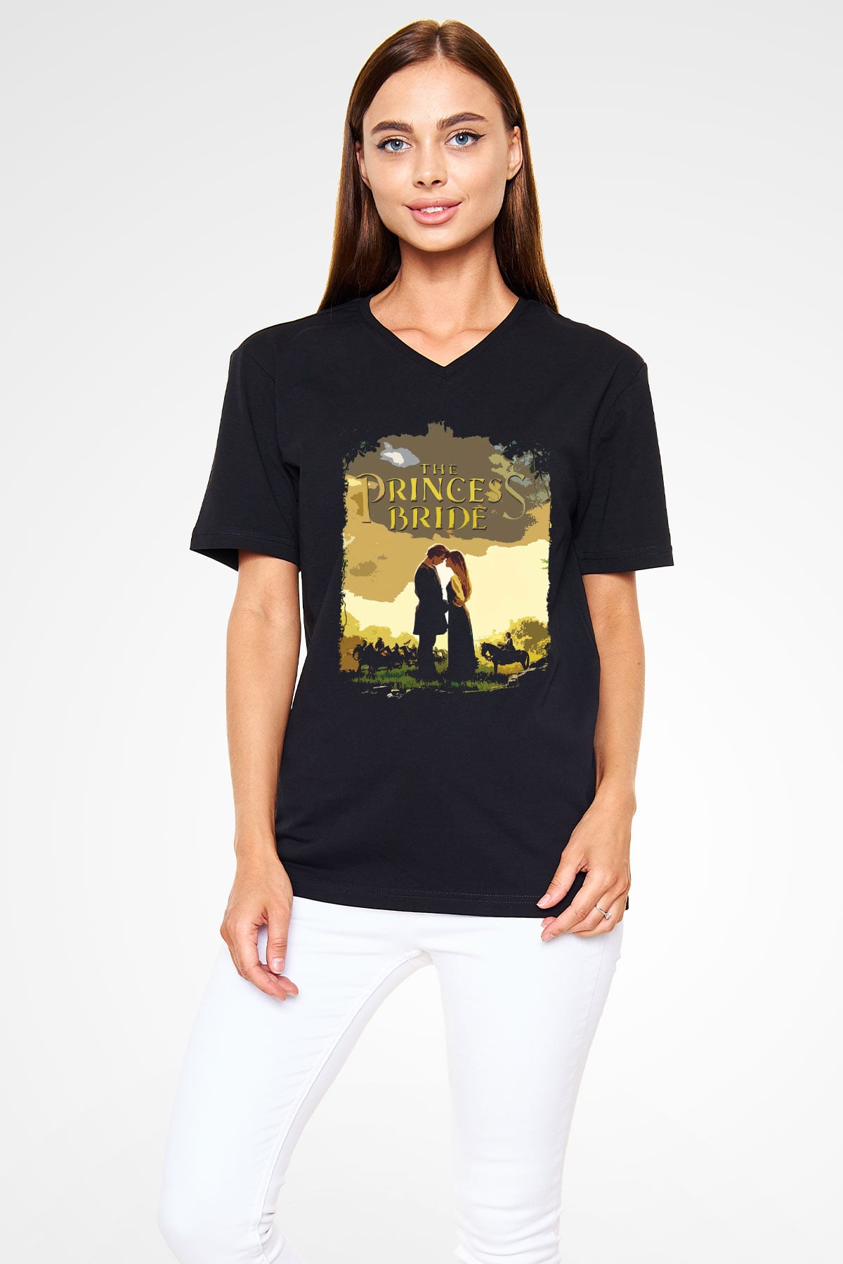 Princess Bride Siyah Unisex  V Yaka Tişört