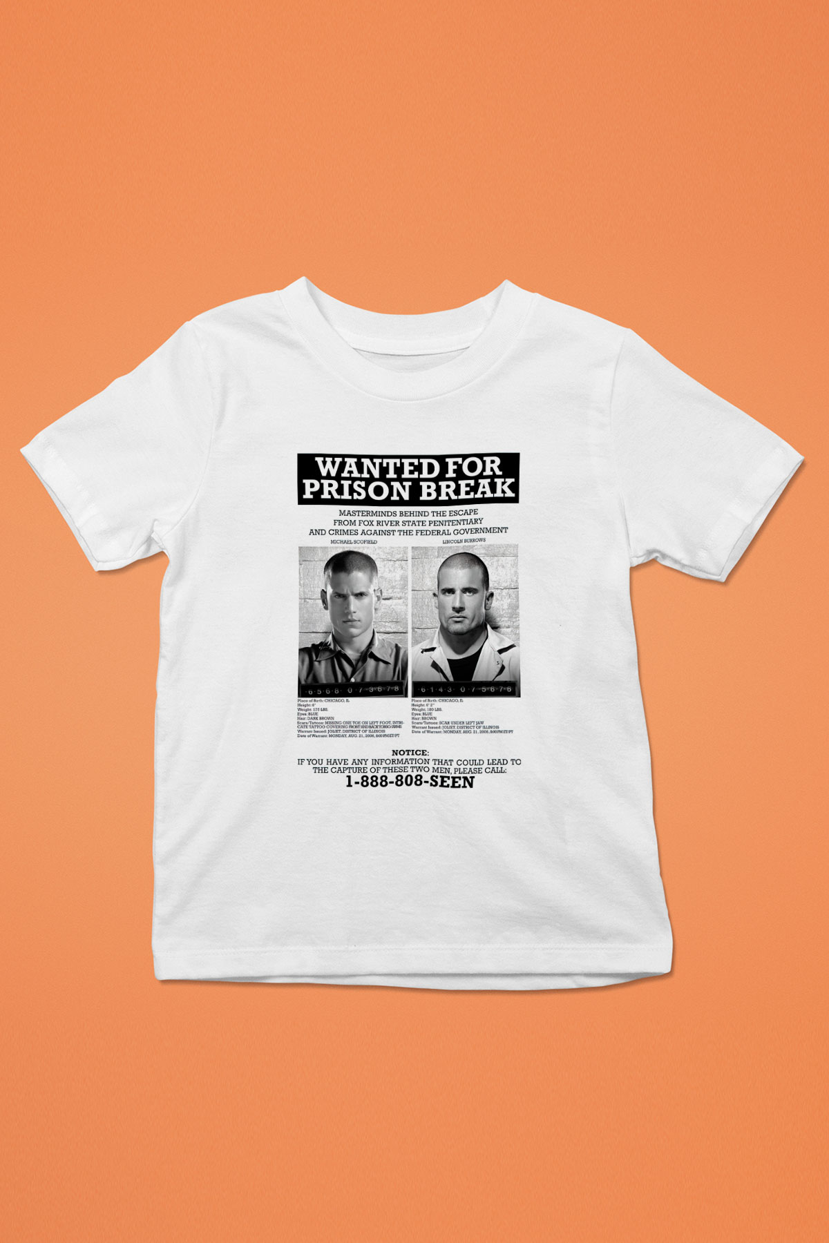 Prison Break Baskılı Beyaz Unisex Çocuk Tişört