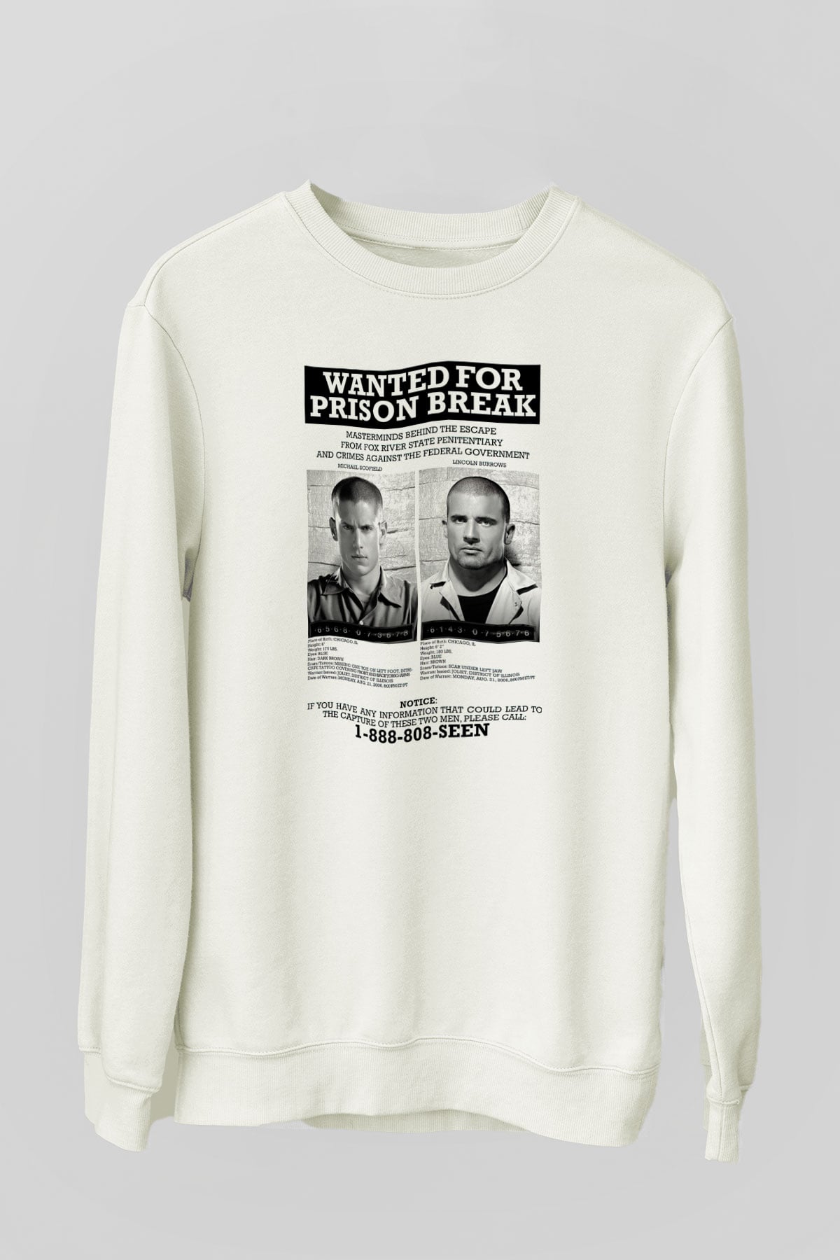 Prison Break Beyaz Unisex Sweatshirt