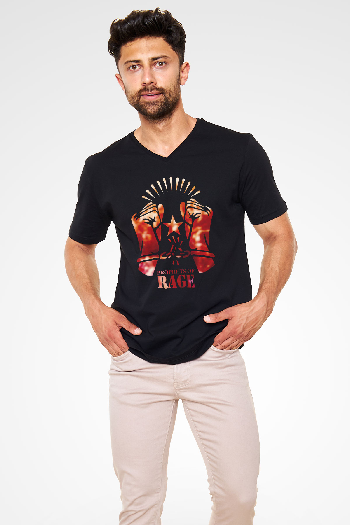 Prophets of Rage Siyah Unisex V Yaka Tişört