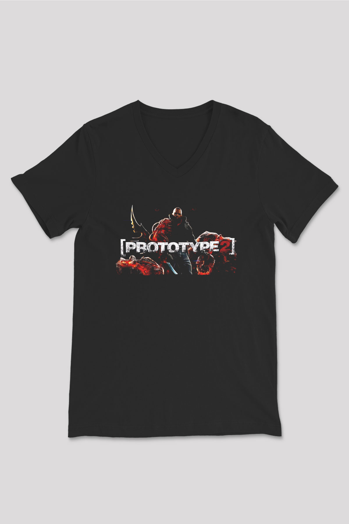 Prototype Siyah Unisex V Yaka Tişört