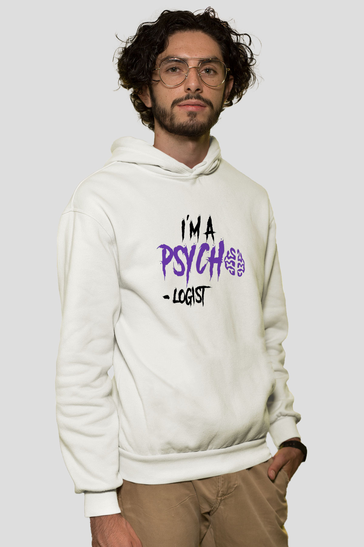 Psikolog Beyaz Unisex Kapüşonlu Sweatshirt