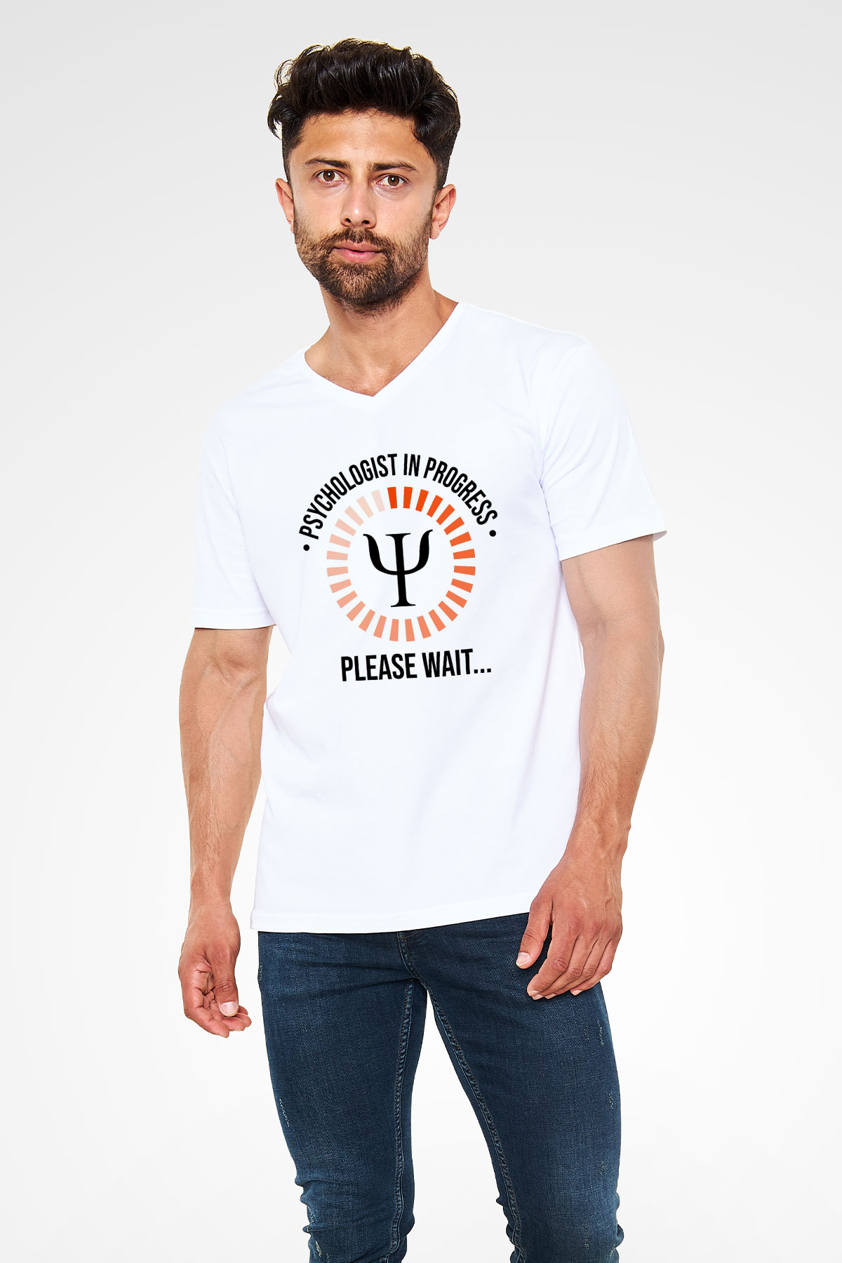 Psikolog Beyaz Unisex V Yaka Tişört