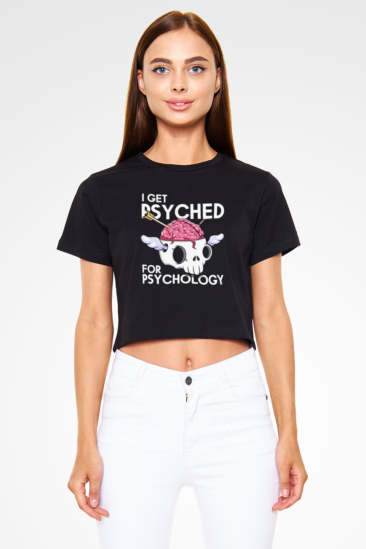 Psikolog Siyah  Crop Top Tişört