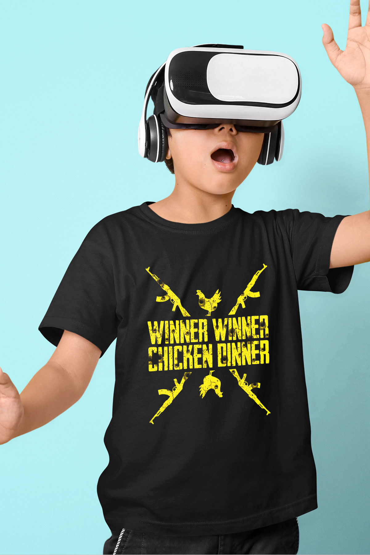 PUBG Baskılı Siyah Unisex Çocuk Tişört