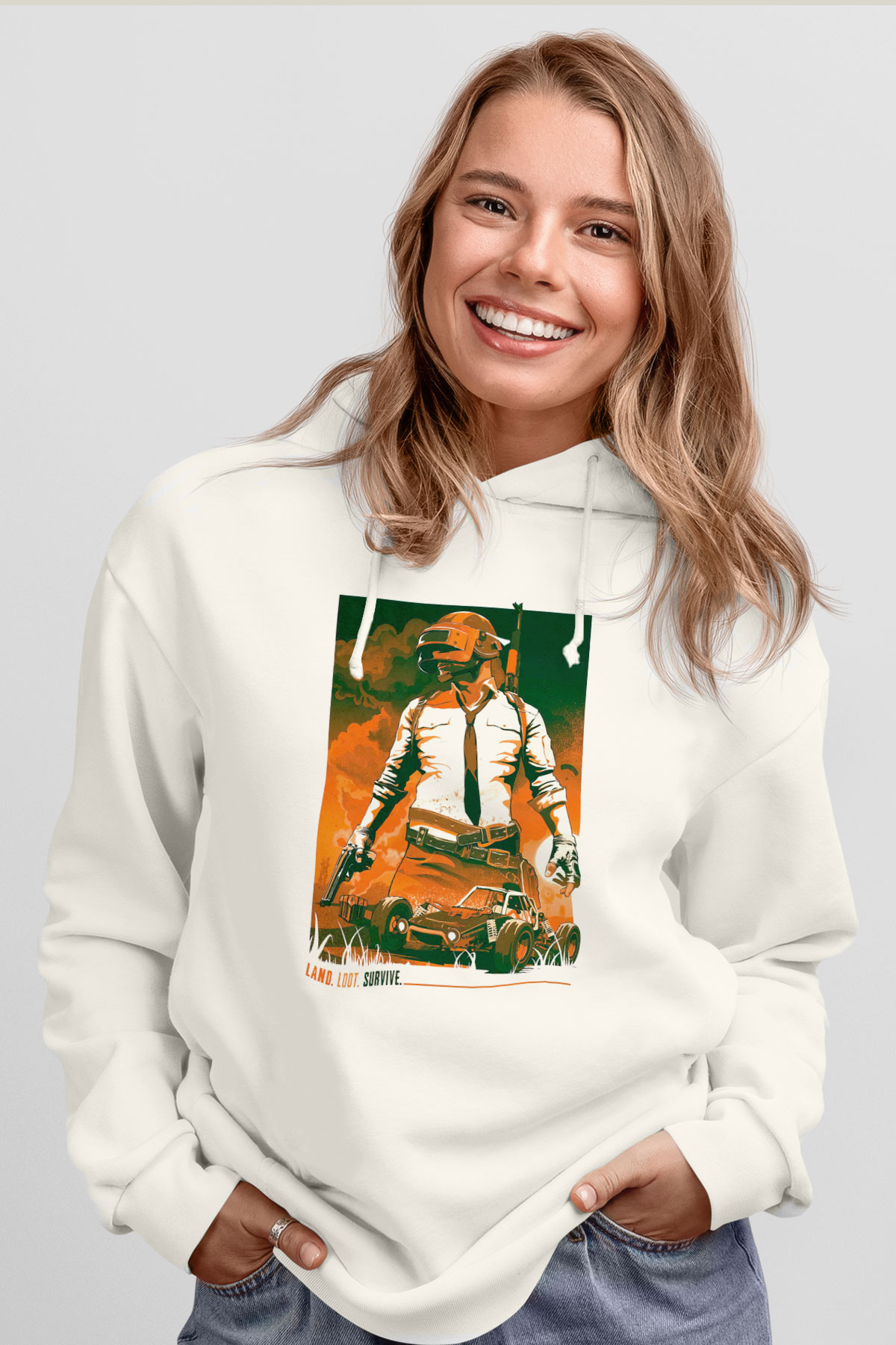 PUBG Beyaz Unisex Hoodie