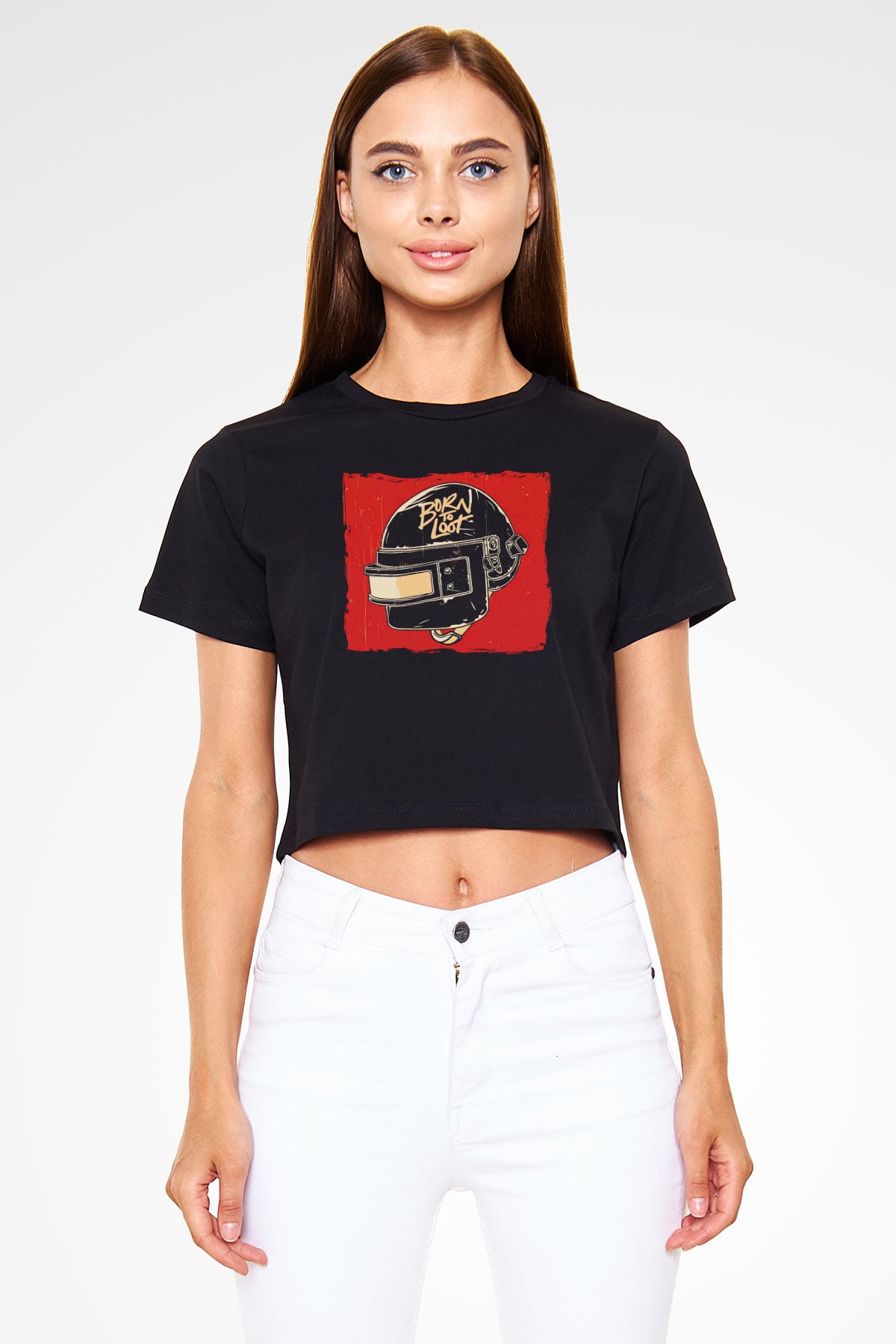 PUBG Siyah  Crop Top Tişört