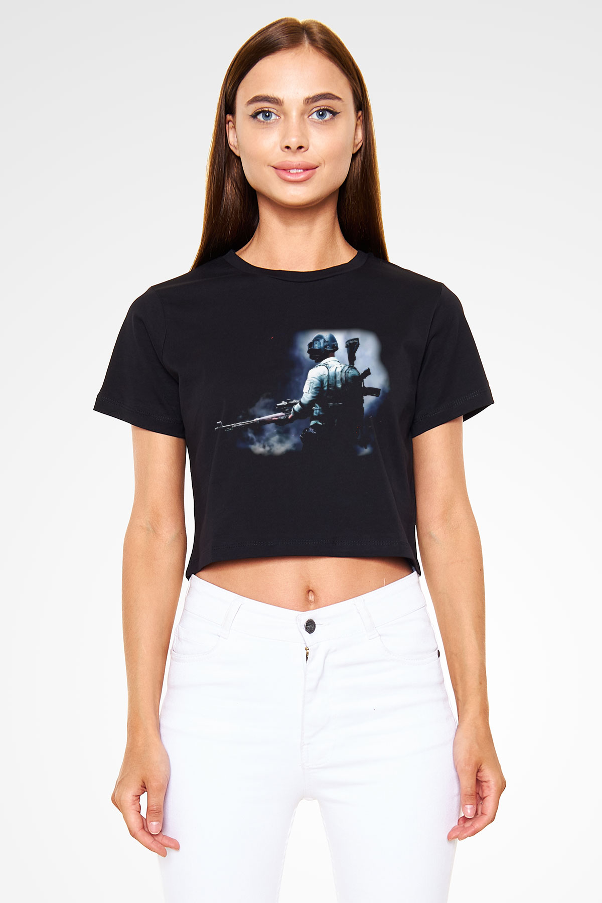 PUBG Siyah Crop Top Tişört