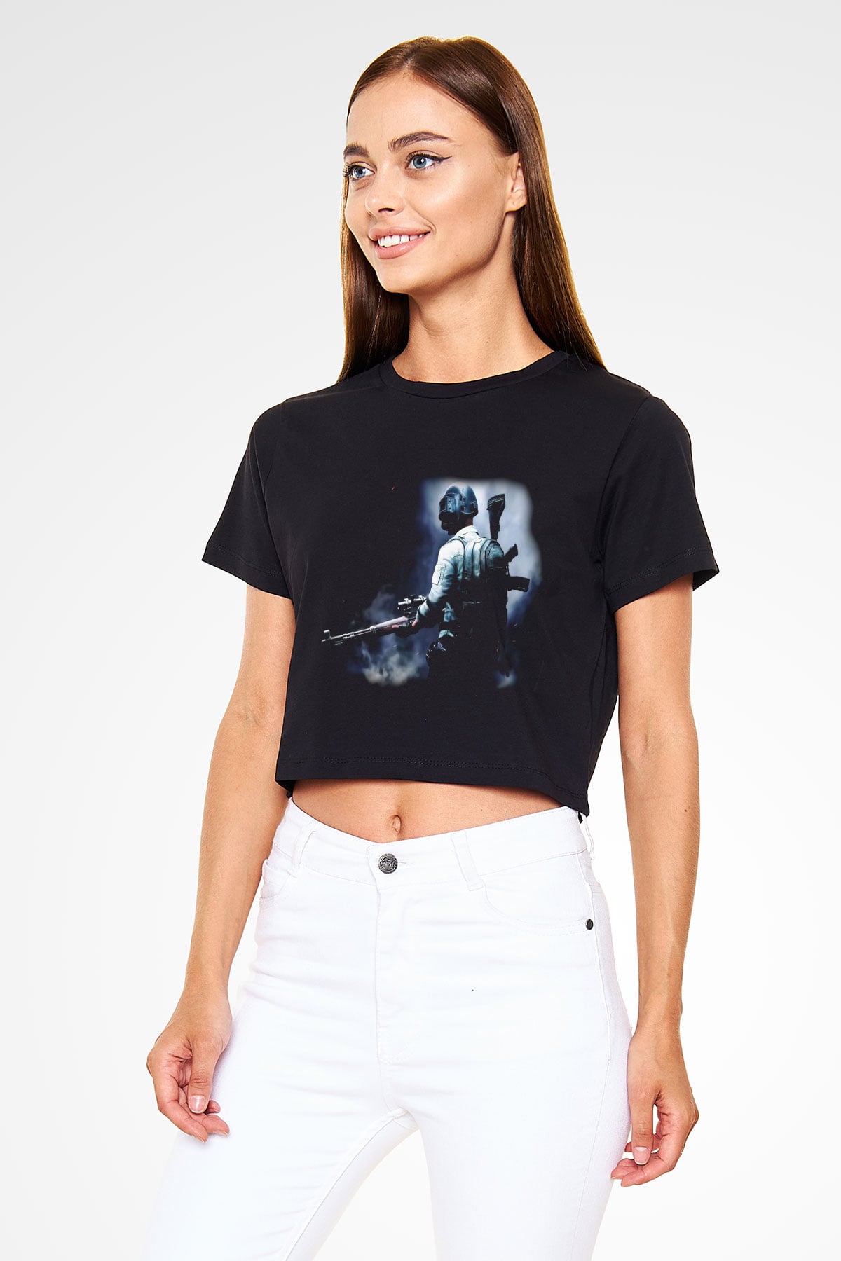 PUBG Siyah Crop Top Tişört