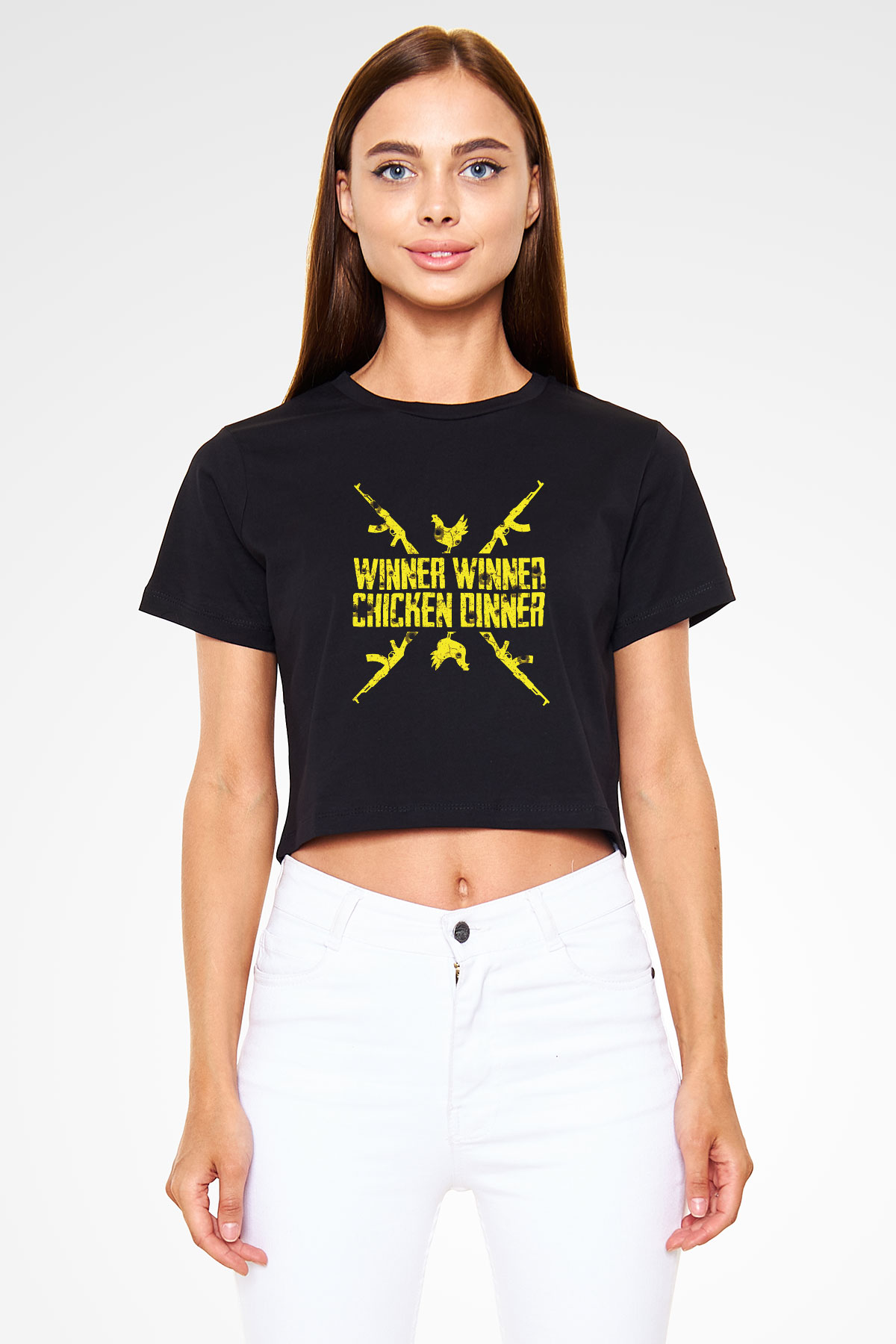 PUBG Siyah Crop Top Tişört