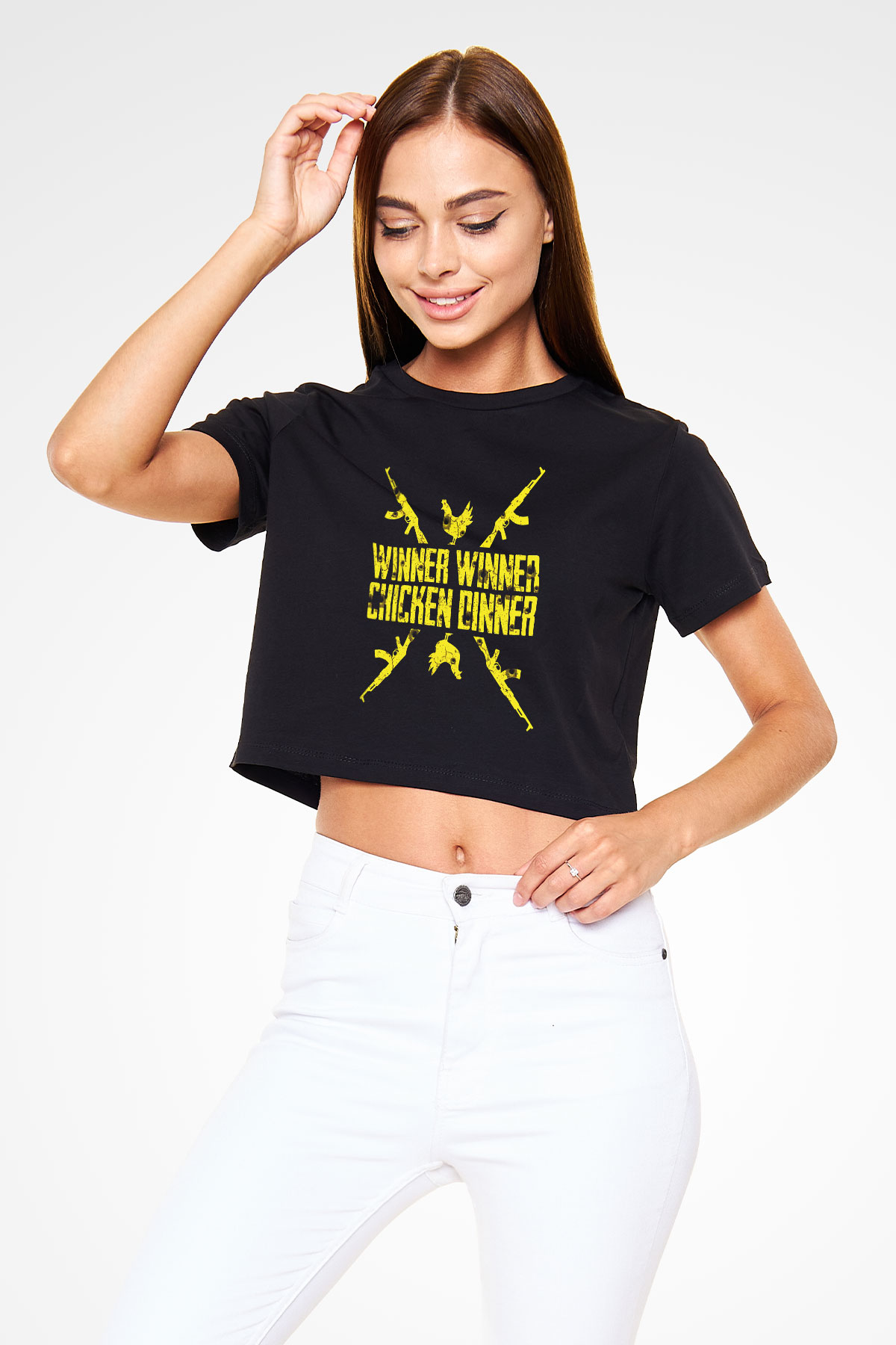 PUBG Siyah Crop Top Tişört