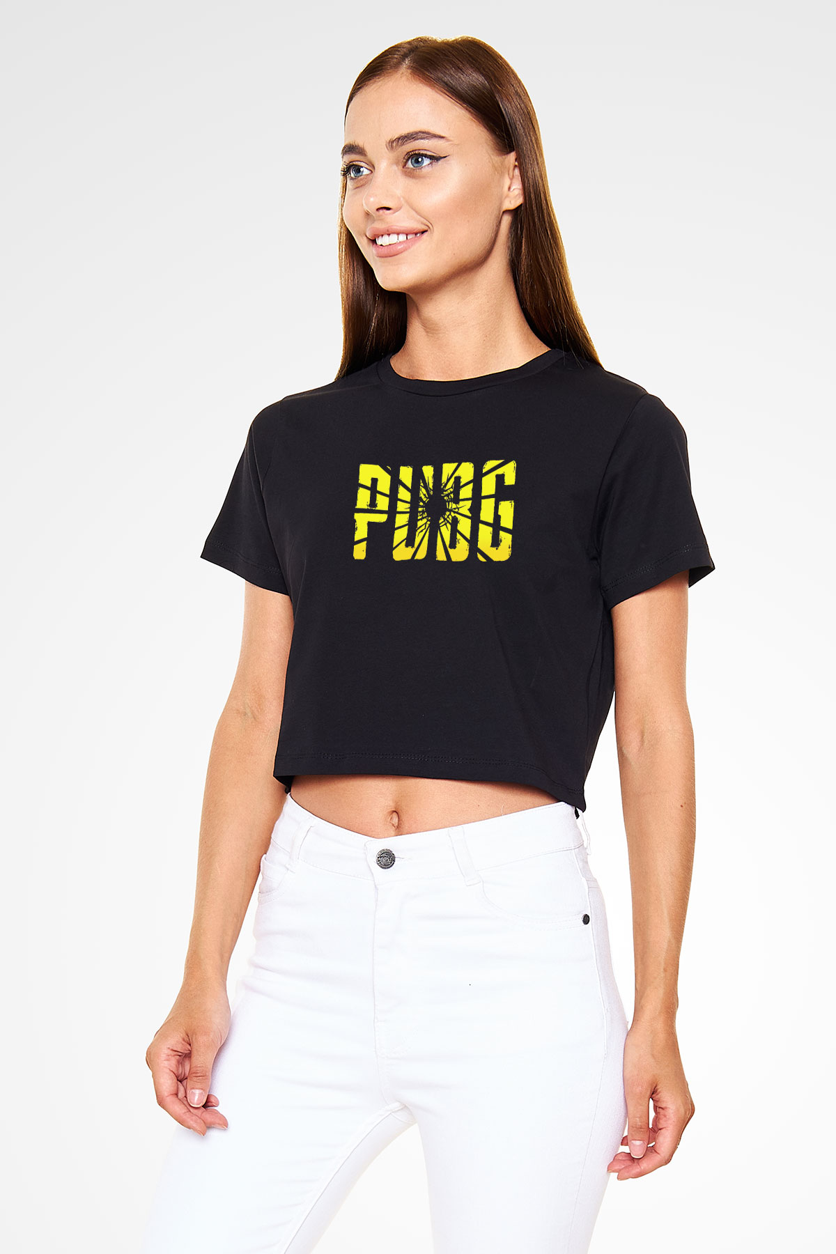 PUBG Siyah  Crop Top Tişört