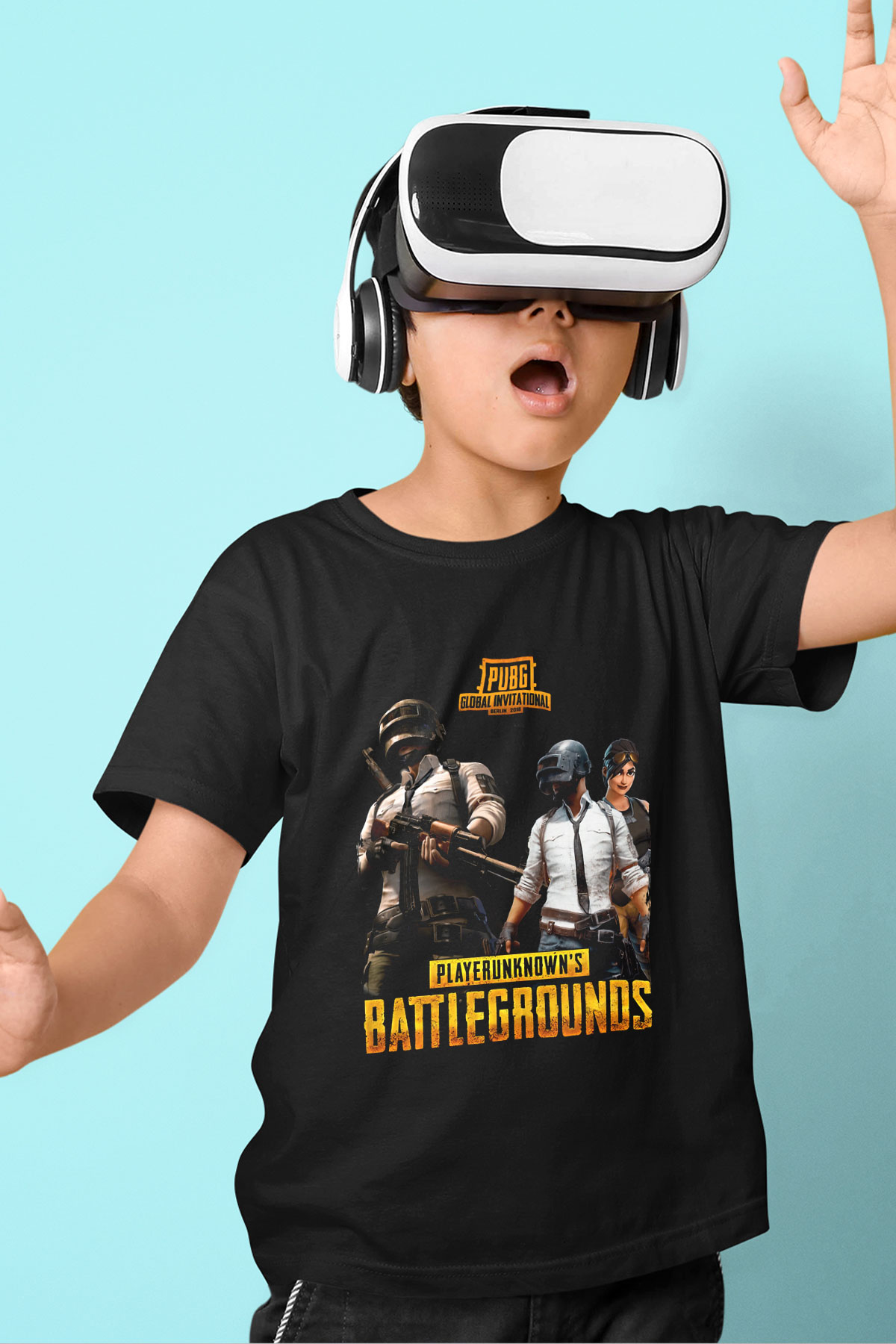 PUBG Siyah Unisex Çocuk Tişört