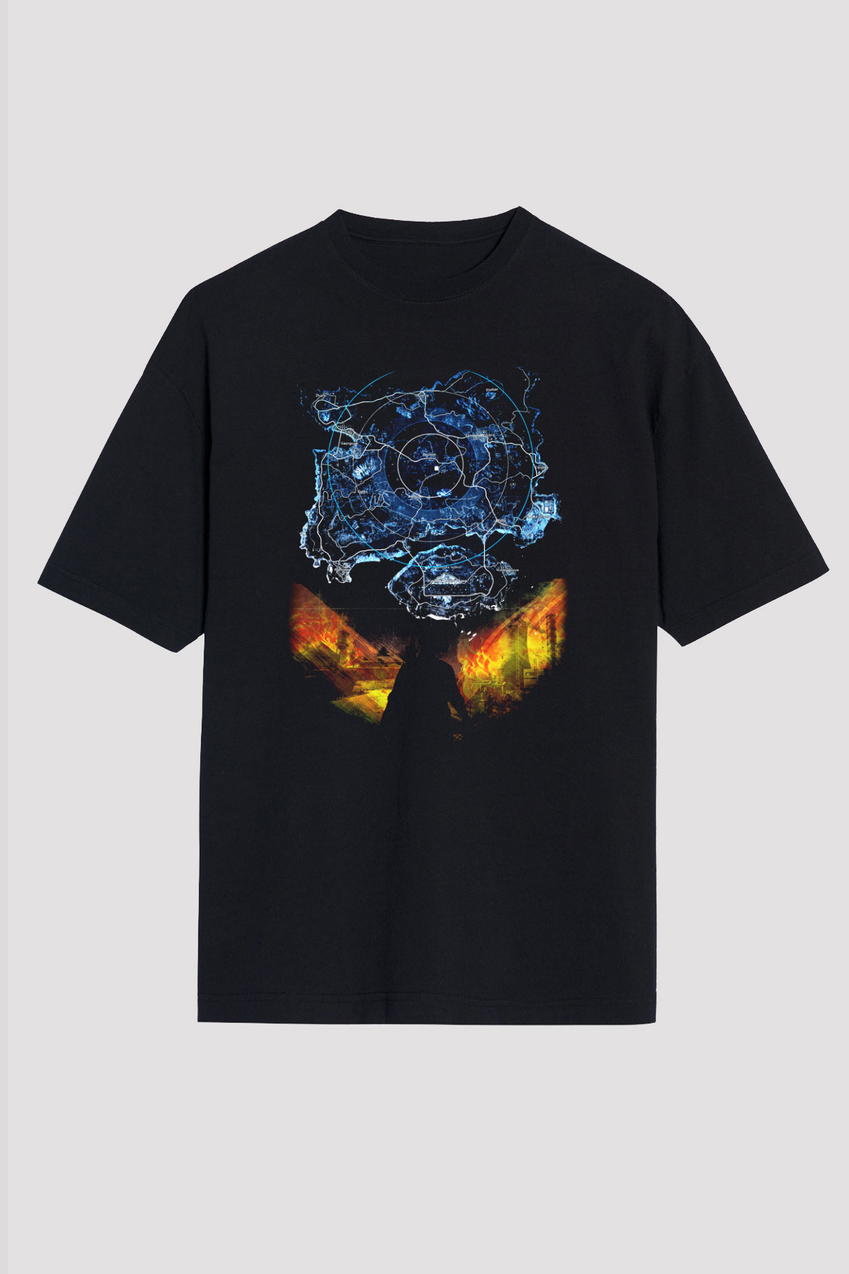 PUBG Siyah Unisex Oversize Tişört T-Shirt