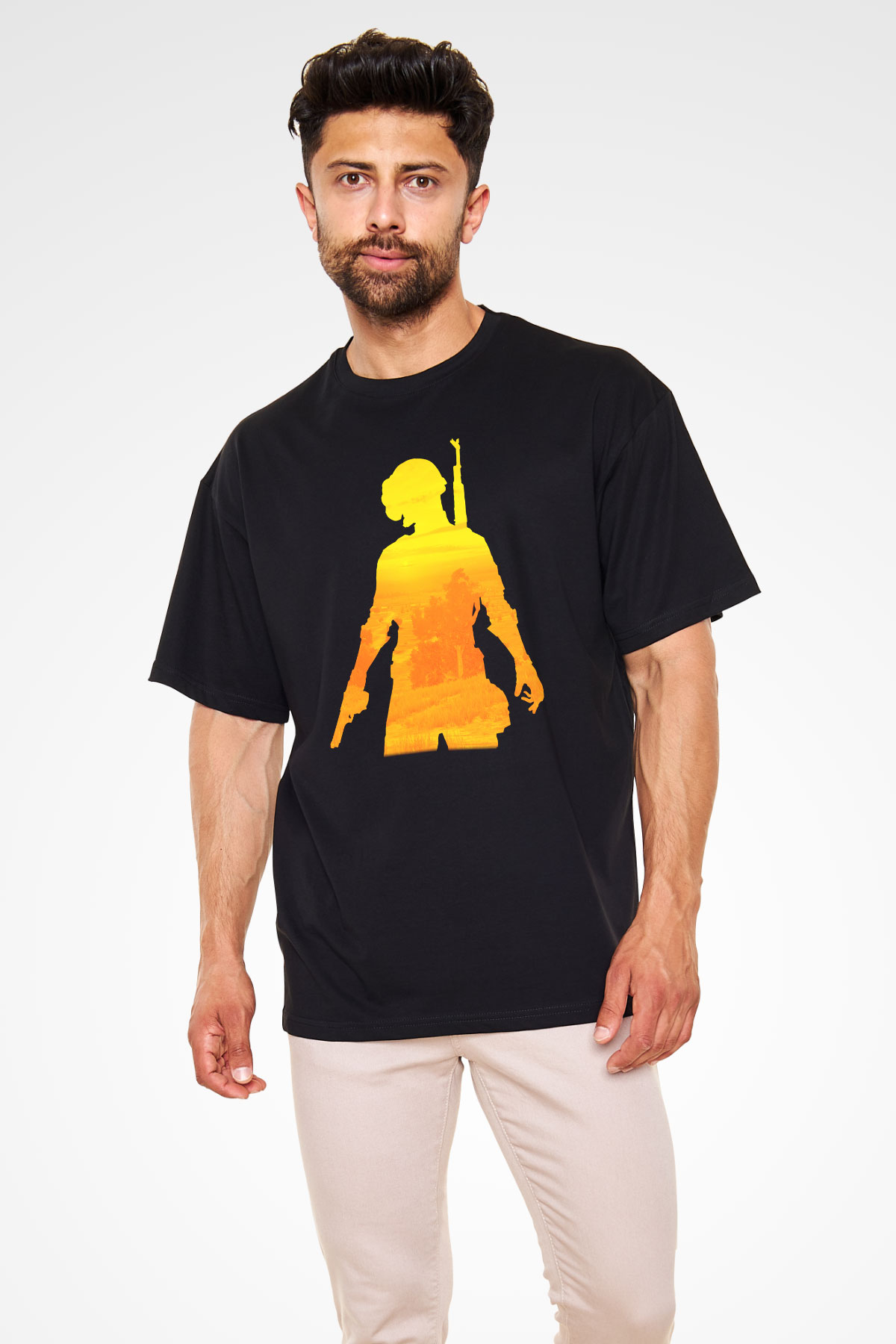 PUBG Siyah Unisex Oversize Tişört T-Shirt