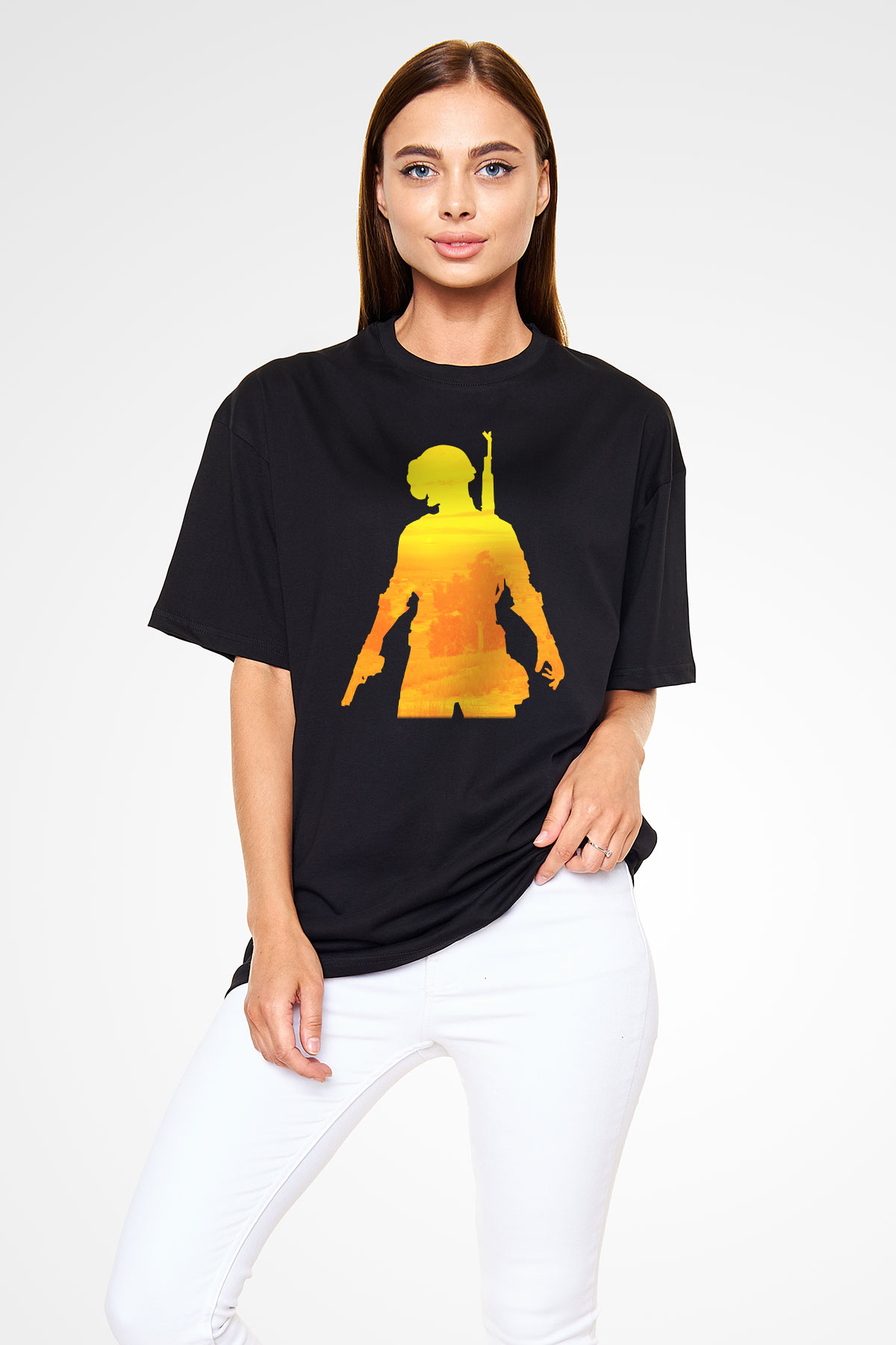 PUBG Siyah Unisex Oversize Tişört T-Shirt