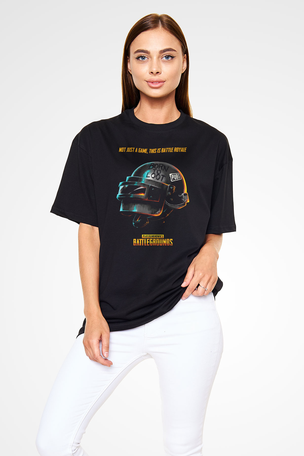 PUBG Siyah Unisex Oversize Tişört T-Shirt