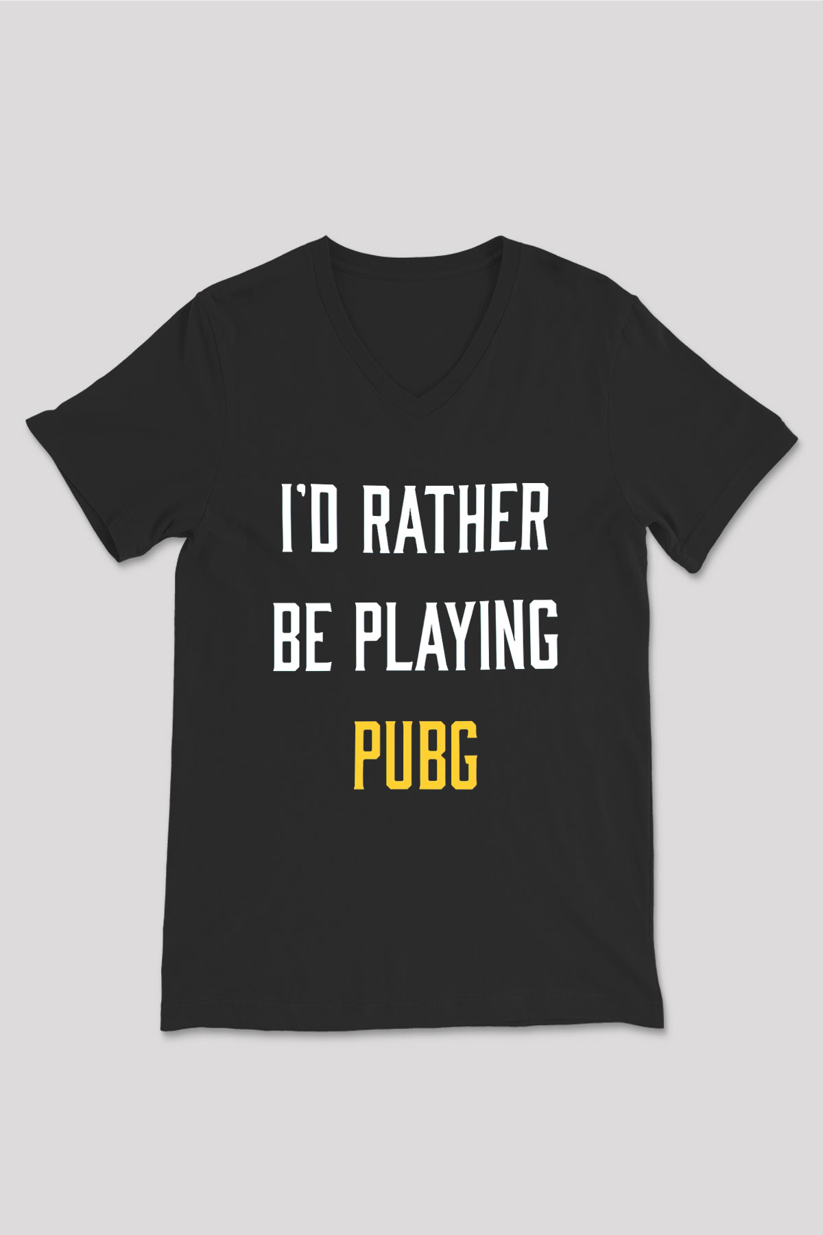 PUBG Siyah Unisex V Yaka Tişört T-Shirt