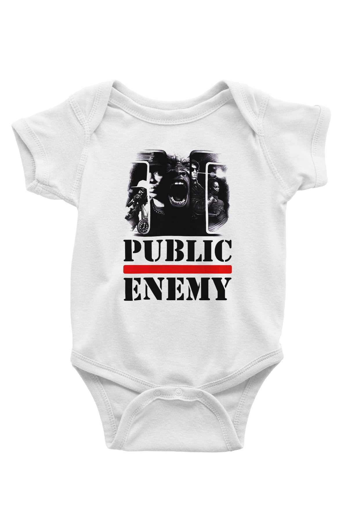 Public Enemy Baskılı Beyaz Unisex Bebek Body - Zıbın
