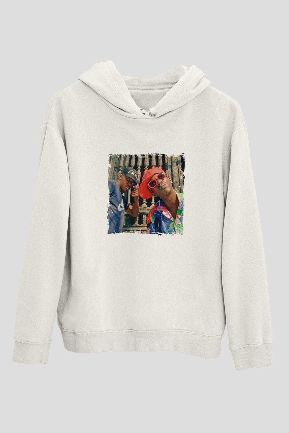 Public Enemy Baskılı Unisex Beyaz Kapüşonlu Sweatshirt