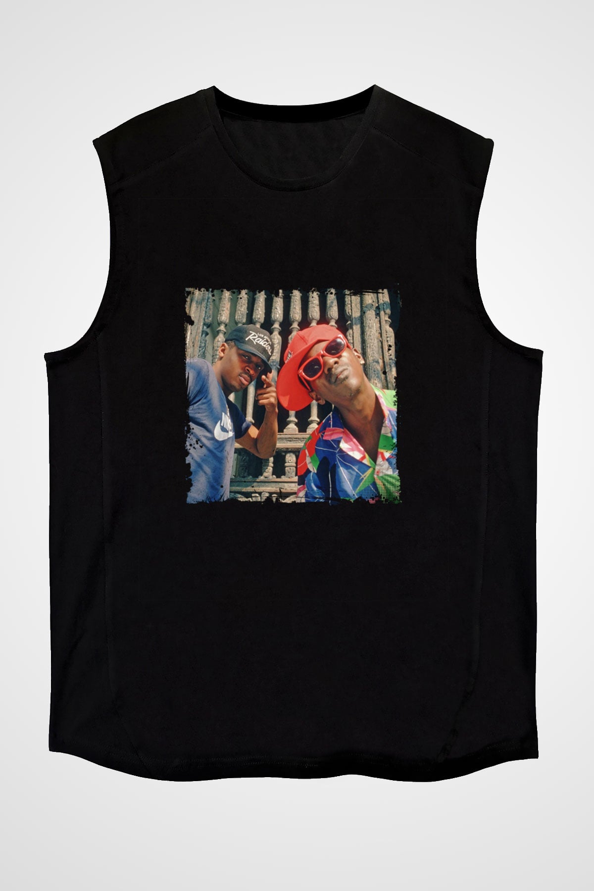 Public Enemy Baskılı Unisex Siyah Kolsuz Tişört