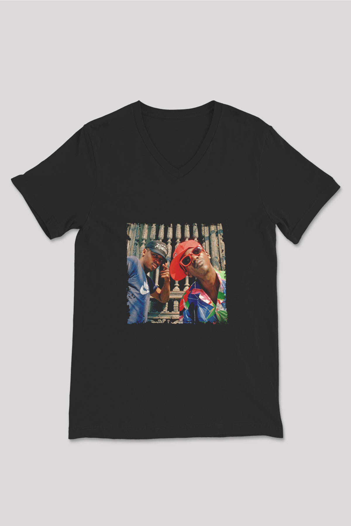 Public Enemy Baskılı Unisex Siyah V Yaka Tişört