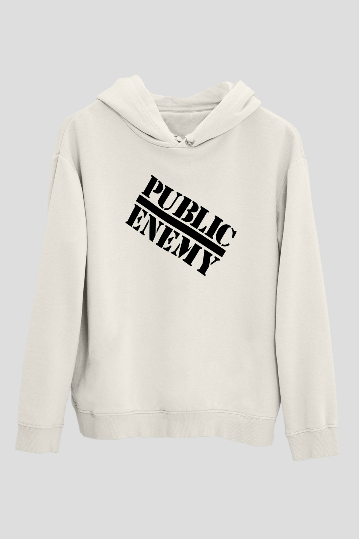 Public Enemy Beyaz Unisex Kapşonlu Sweatshirt
