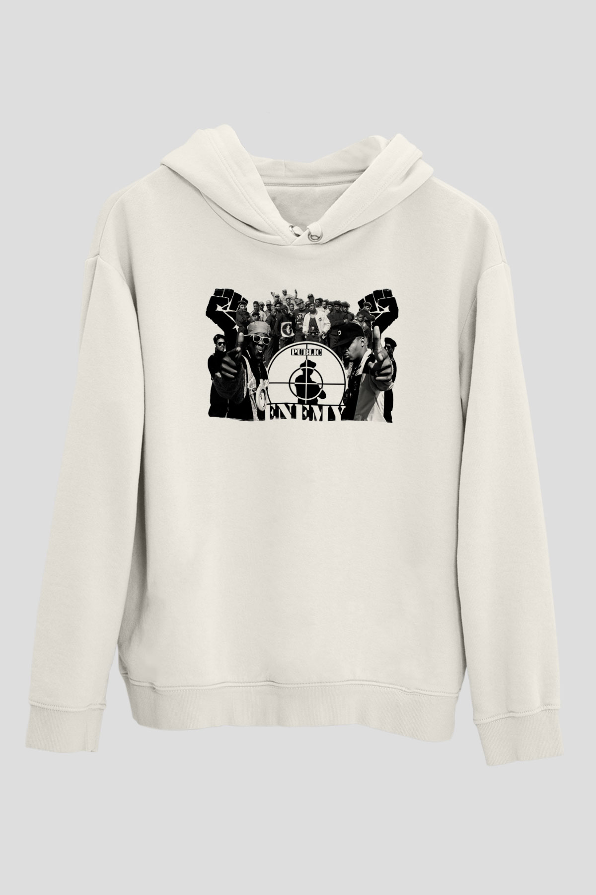 Public Enemy Beyaz Unisex Kapüşonlu Sweatshirt