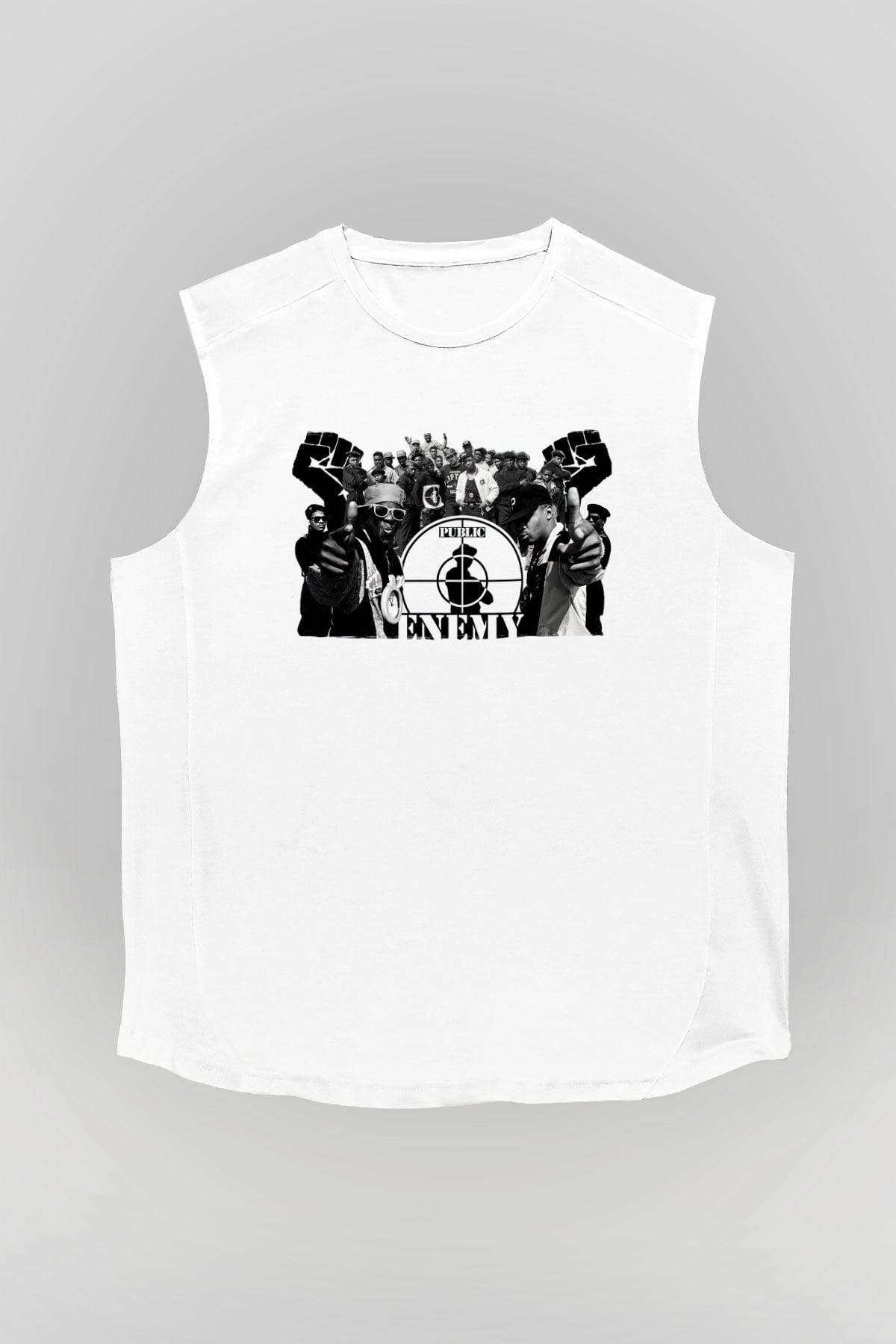 Public Enemy Beyaz Unisex Kolsuz Tişört