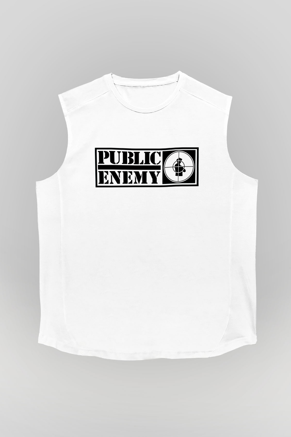 Public Enemy Beyaz Unisex Kolsuz Tişört