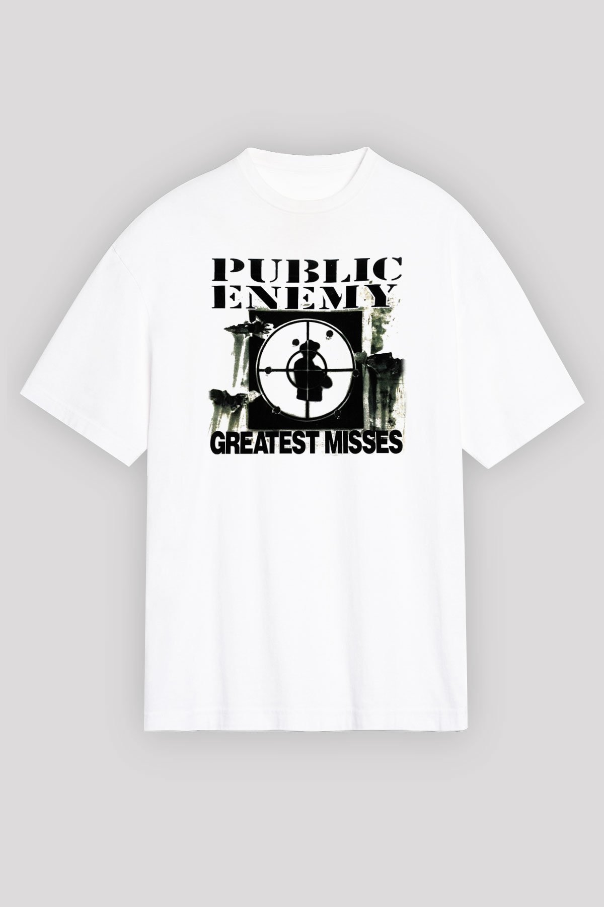 Public Enemy Beyaz Unisex Oversize Tişört T-Shirt