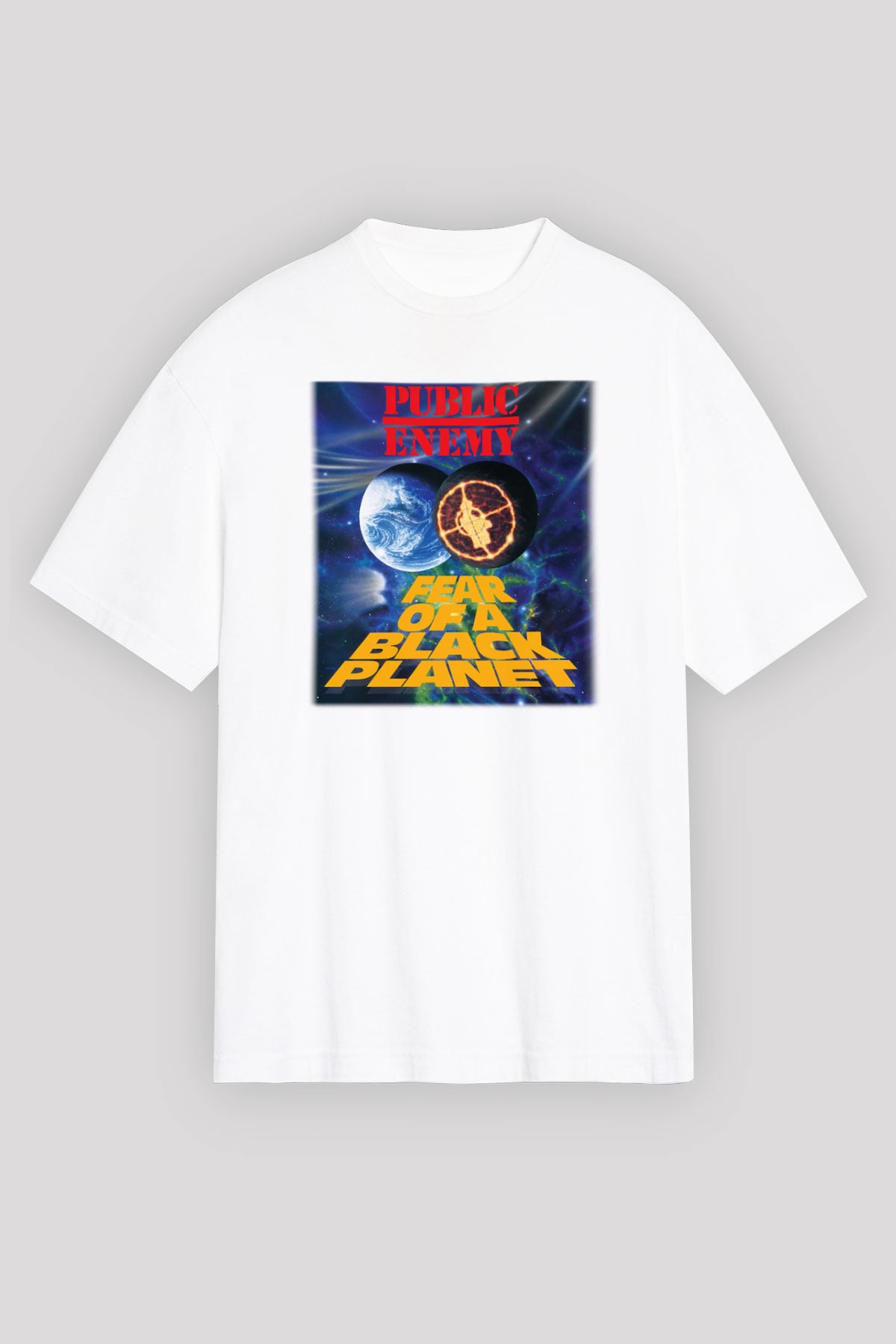 Public Enemy Beyaz Unisex Oversize Tişört T-Shirt