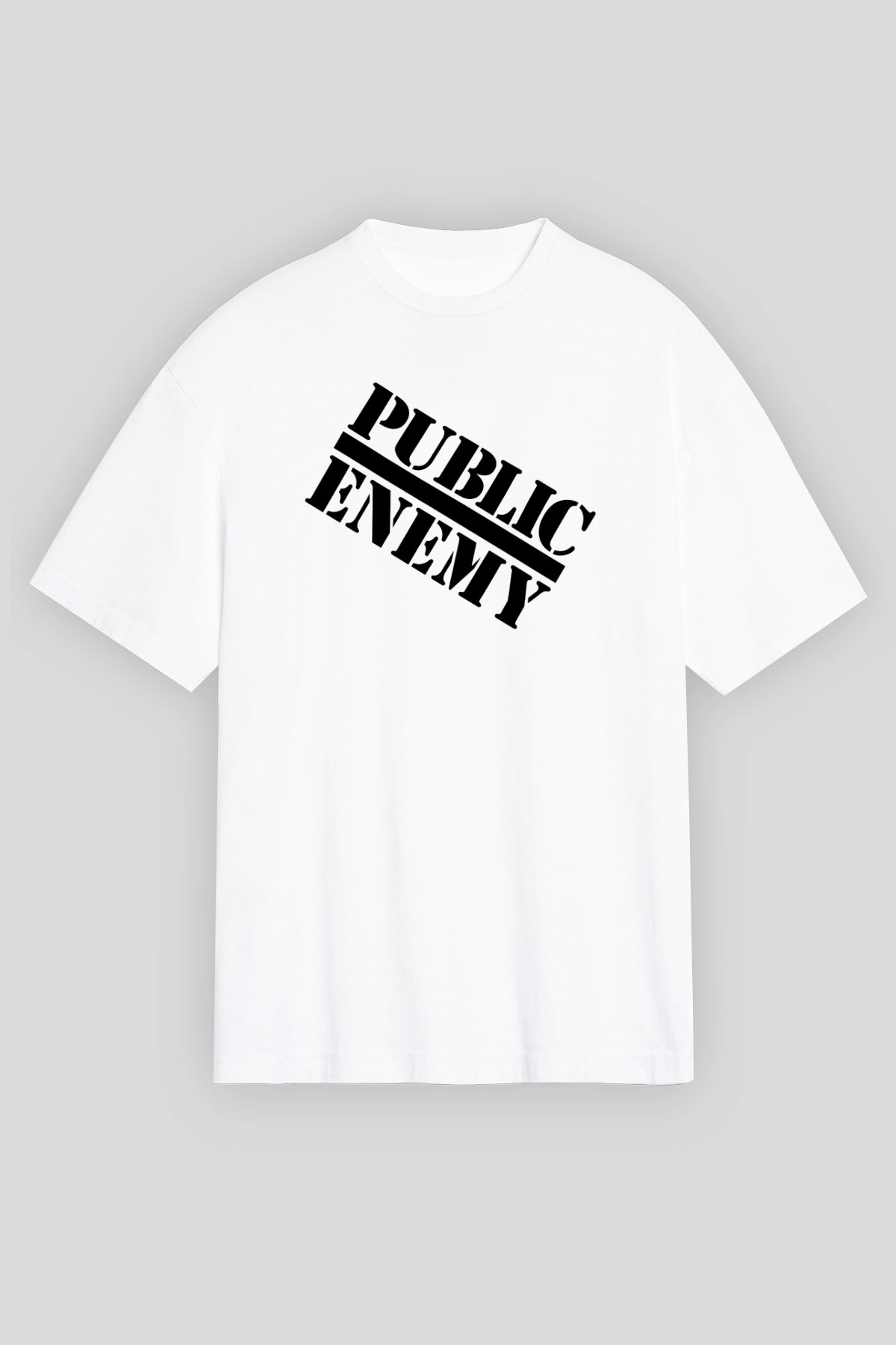 Public Enemy Beyaz Unisex Oversize Tişört T-Shirt