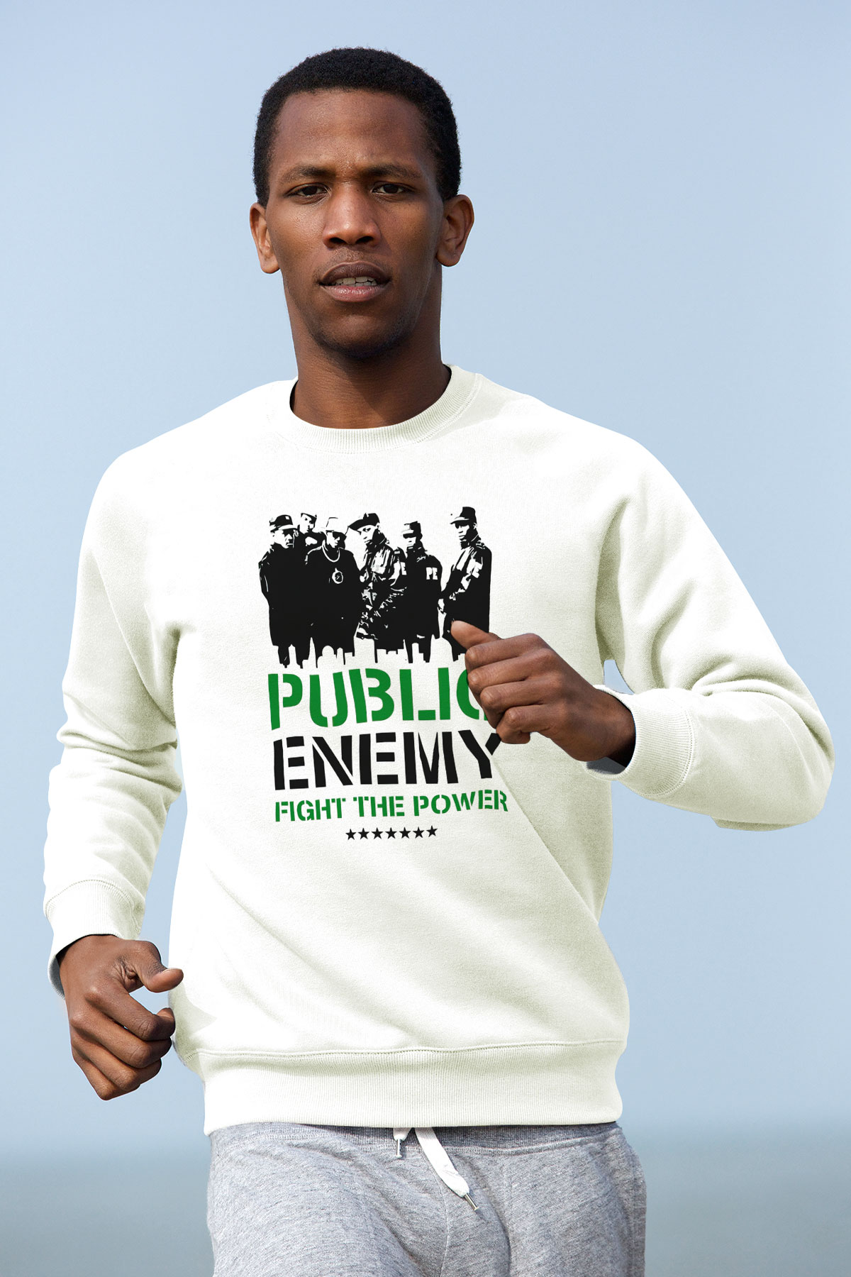 Public Enemy Beyaz Unisex Sweatshirt