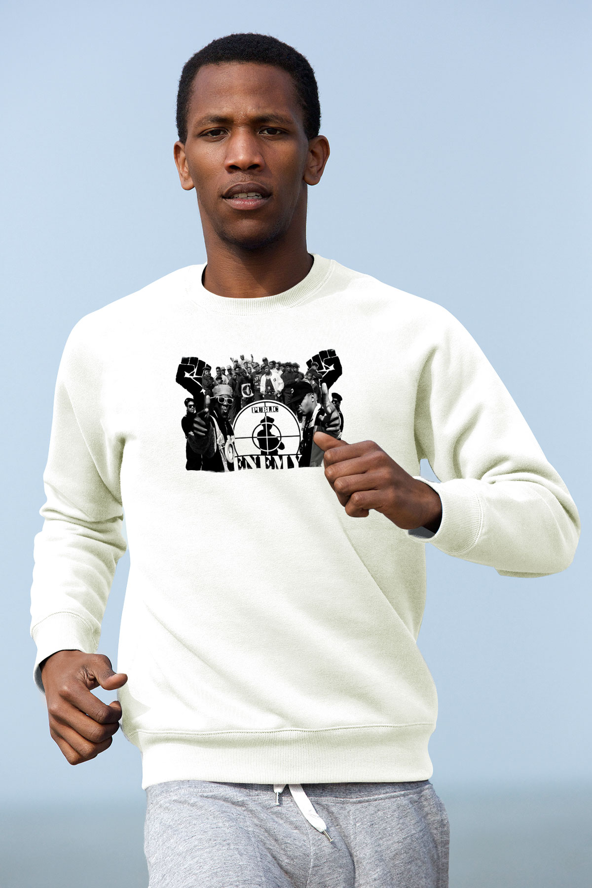 Public Enemy Beyaz Unisex Sweatshirt